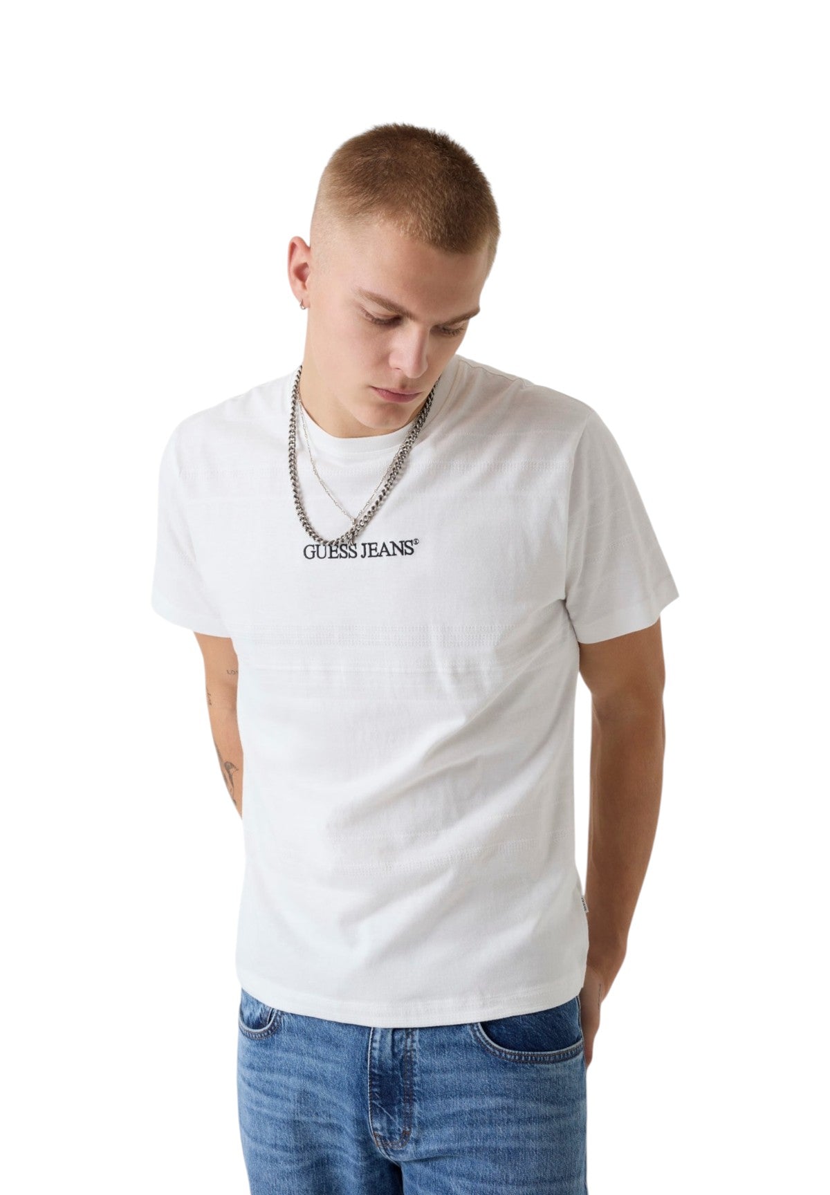 T-shirt a Maniche Corte Gj Reg Fit Jacquard Stripe Tee M6GIZ3 Alabaster White Mult