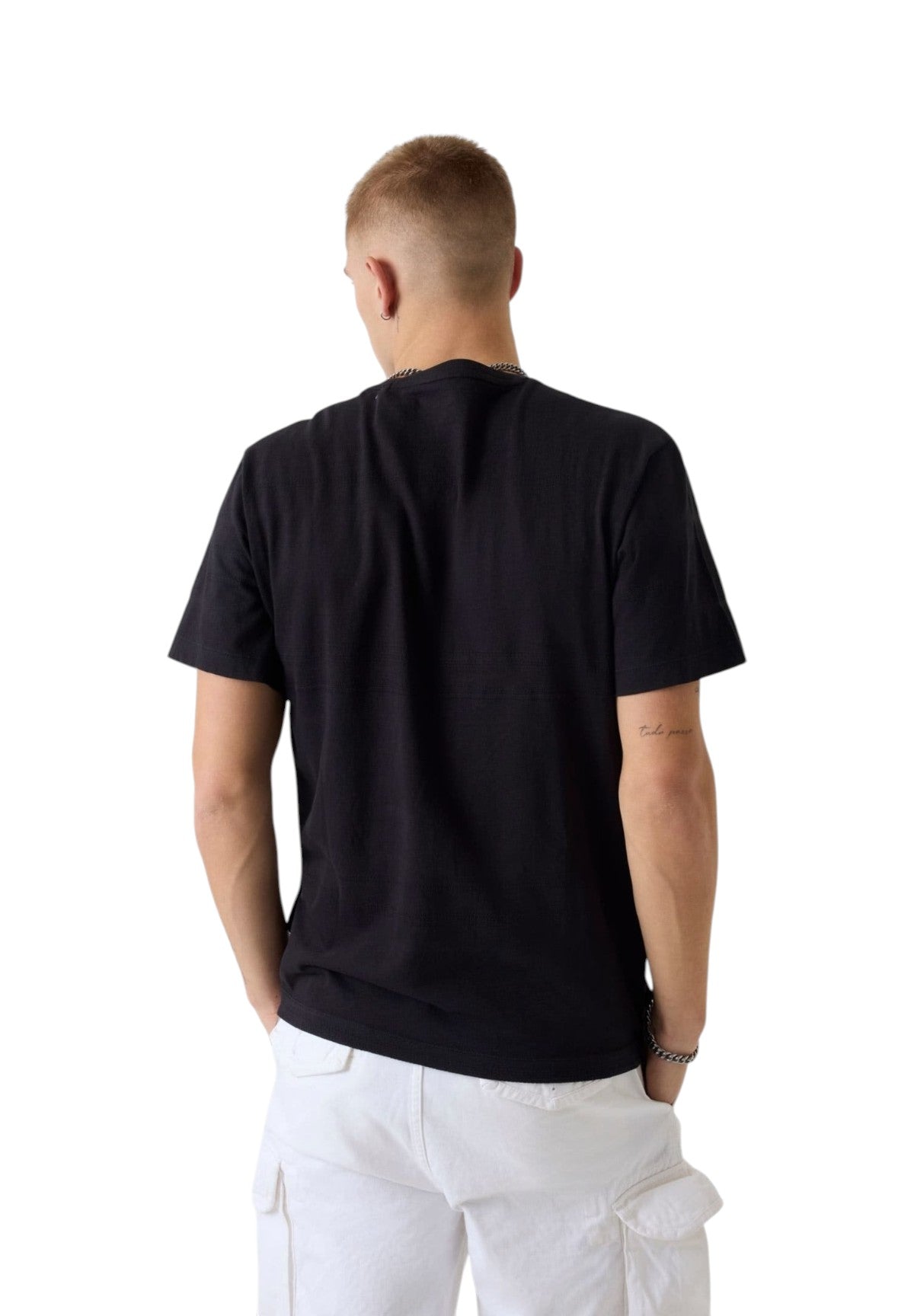 T-shirt a Maniche Corte Gj Reg Fit Jacquard Stripe Tee M6GIZ3 Jet Black Multi