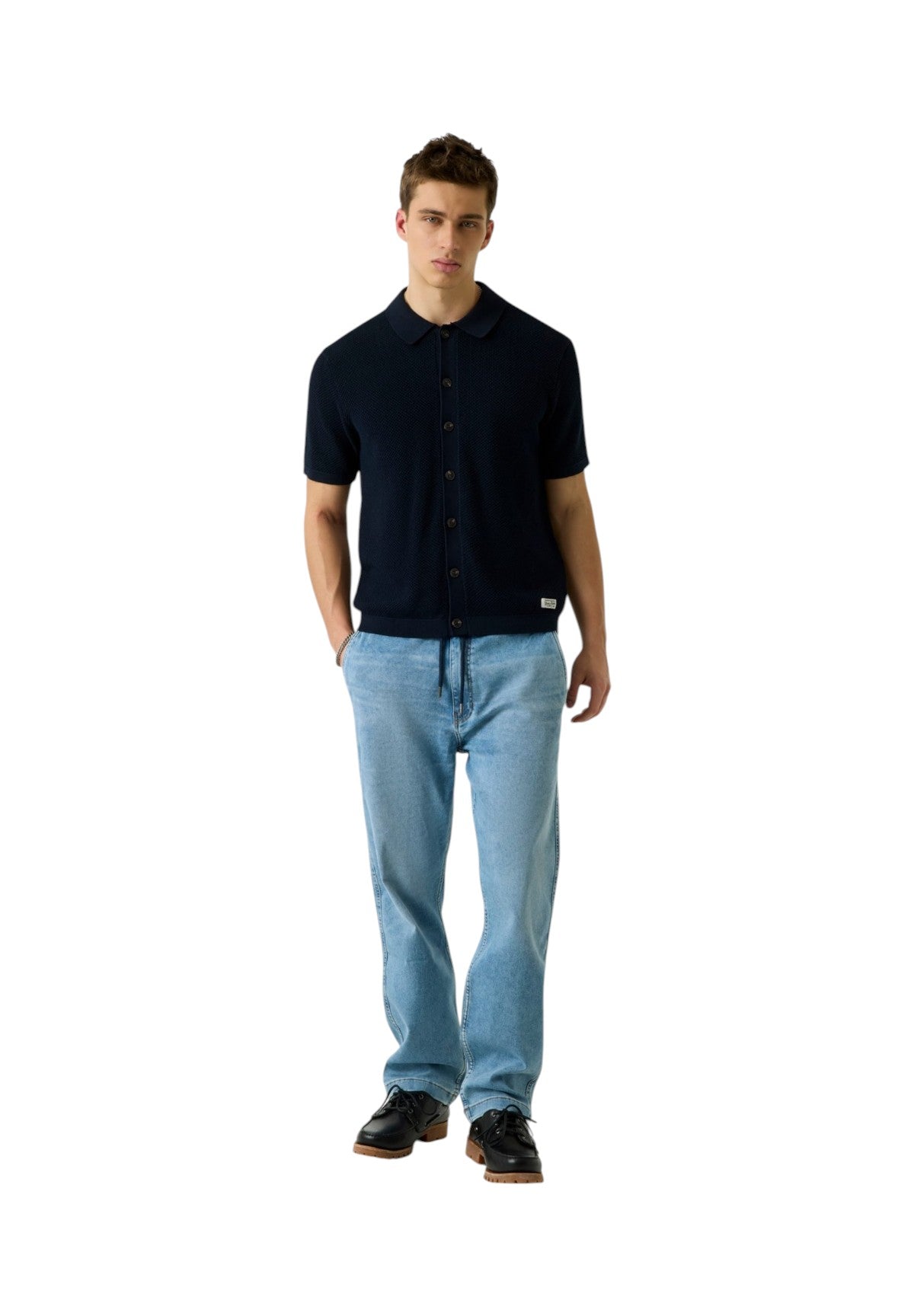 Polo Collo Derby Gj Ss Buttoned Polo Swtr M6GRZ1 Daring Ocean