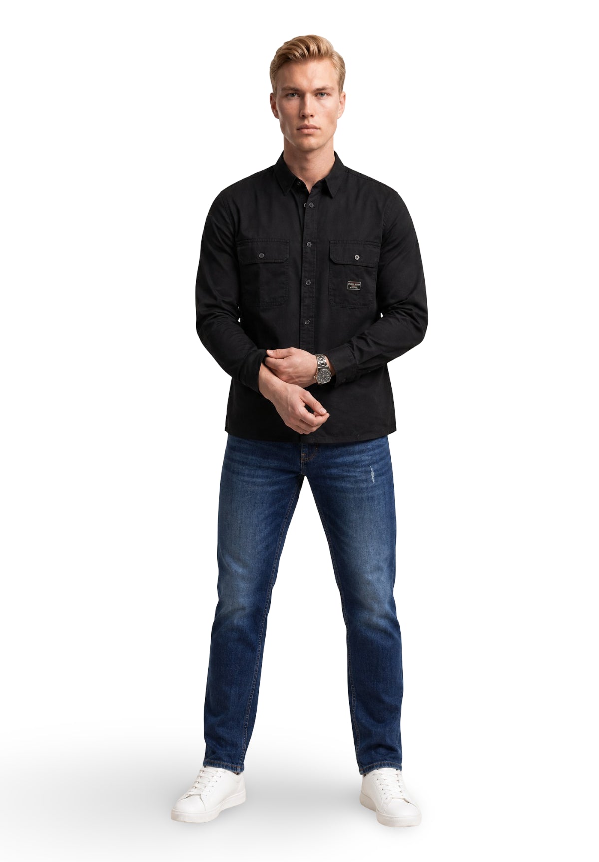 Camicia a Maniche Lunghe Gj Ls Boxi Cropped Pocket Shir M6RH60 Jet Black A996