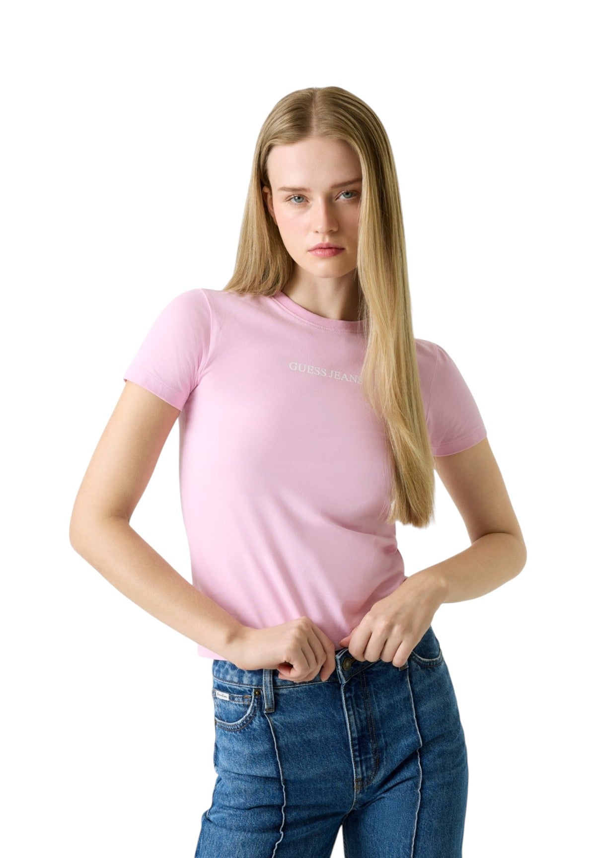 T-shirt a Maniche Corte Gj Ss Cn Slim Logo Print Tee W4YI01 Soft Rose