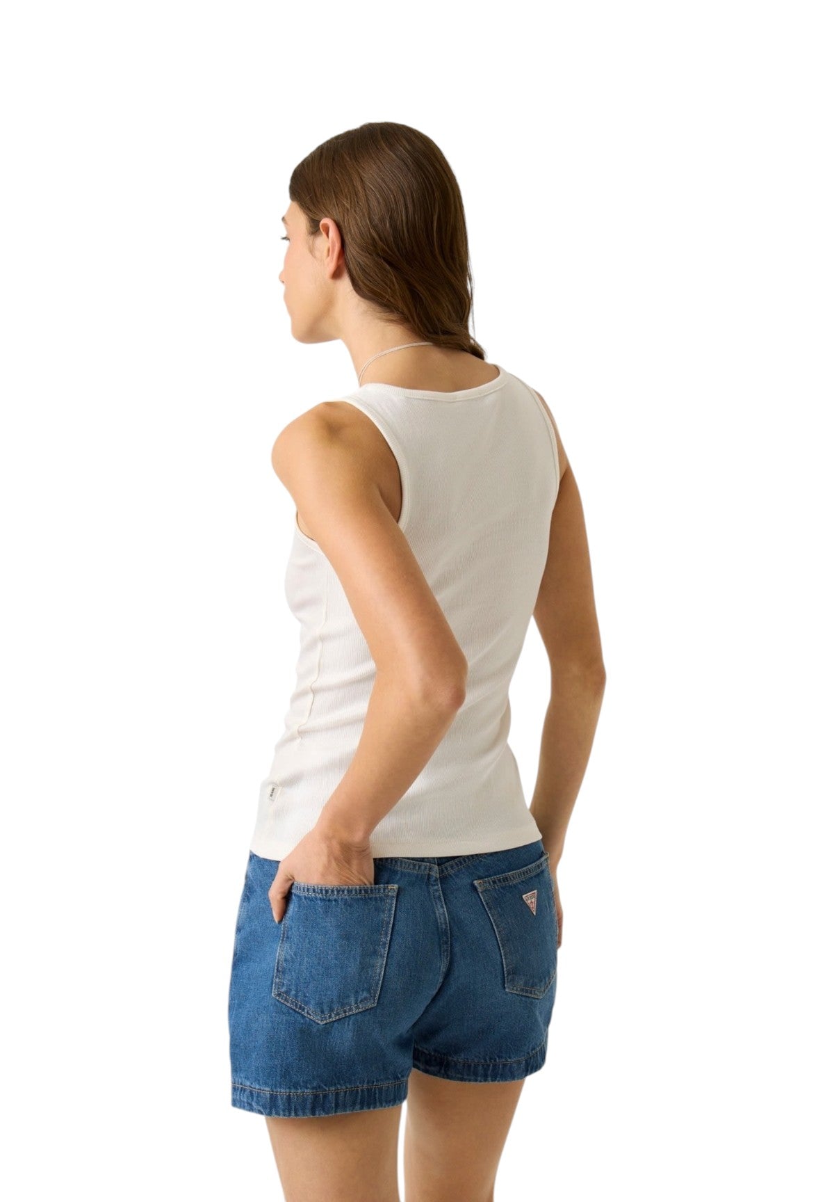 Top Gj Rib Embro Tank Top W6GPZ2 Alabaster White