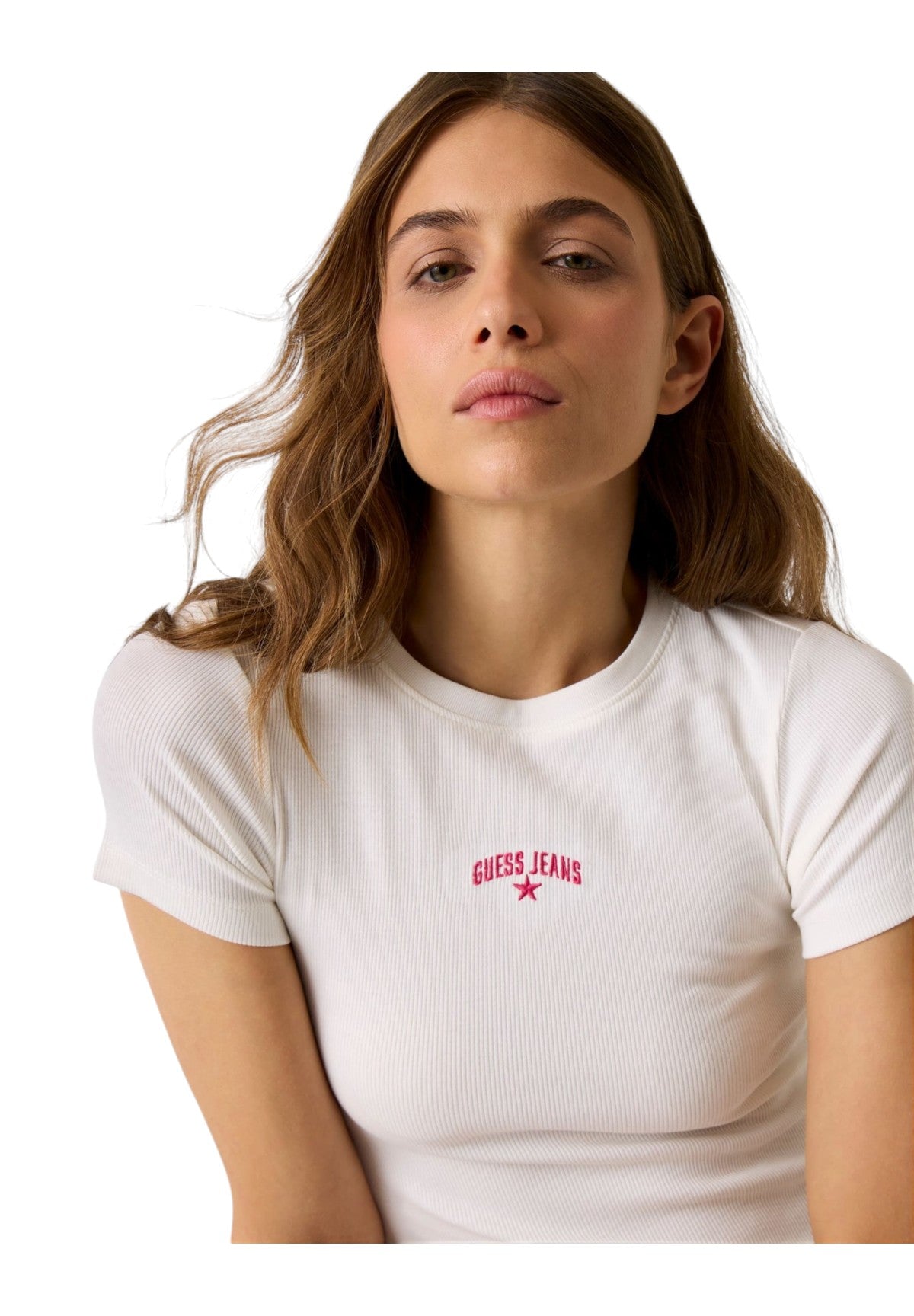 T-shirt a Maniche Corte Gj Ss Cn Rib Embro Tee W6GPZ3 Alabaster White