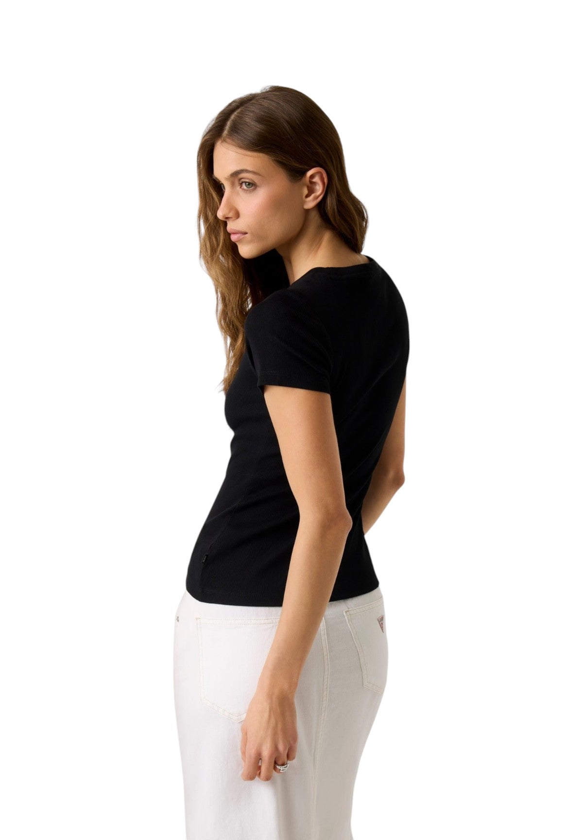 T-shirt a Maniche Corte Gj Ss Cn Rib Embro Tee W6GPZ3 Jet Black A996