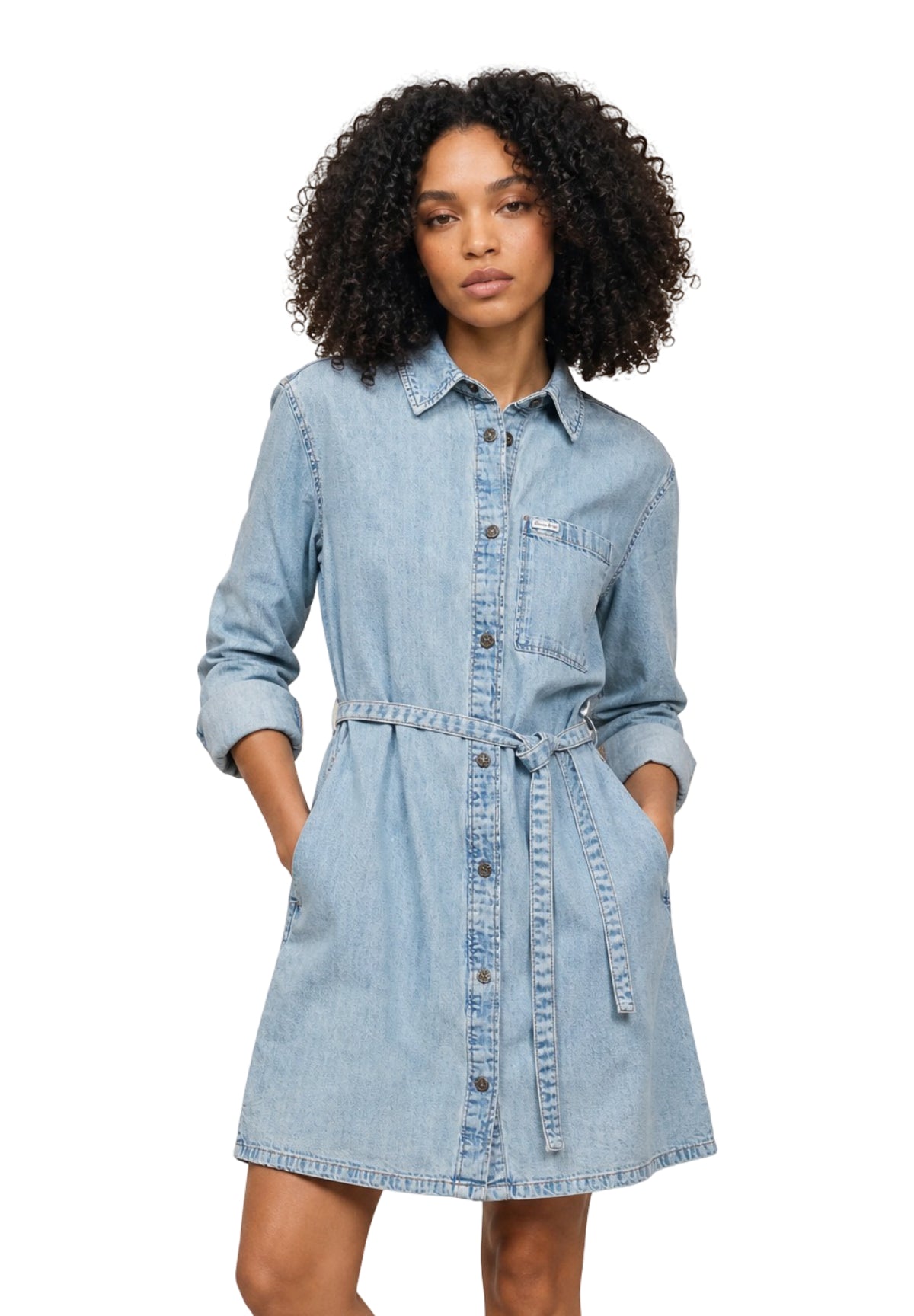 Abito Gj Ls Denim Shirt Dress W6RK26 Gj River Light Vinta