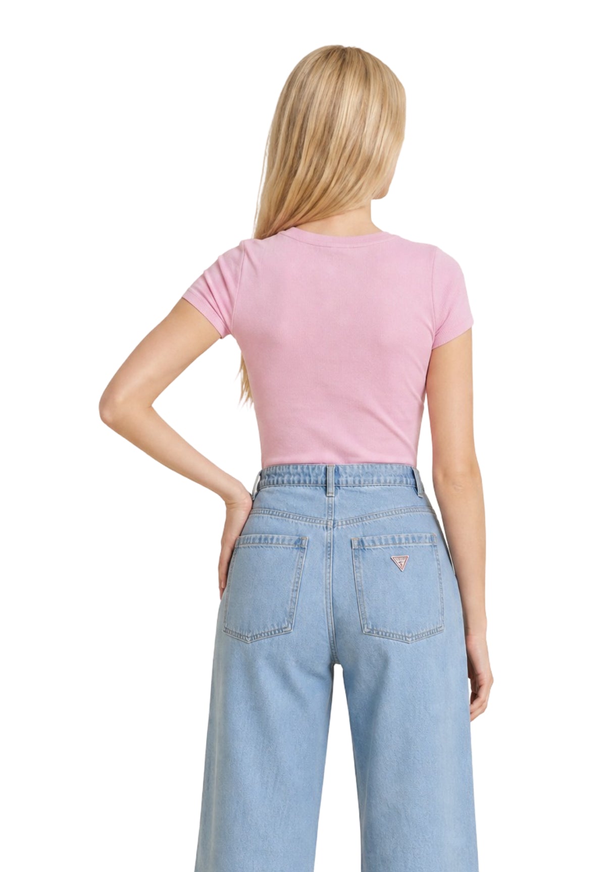 T-shirt a Maniche Corte Gj Sl Cn Embro Slim Tee W6RP21 Soft Rose