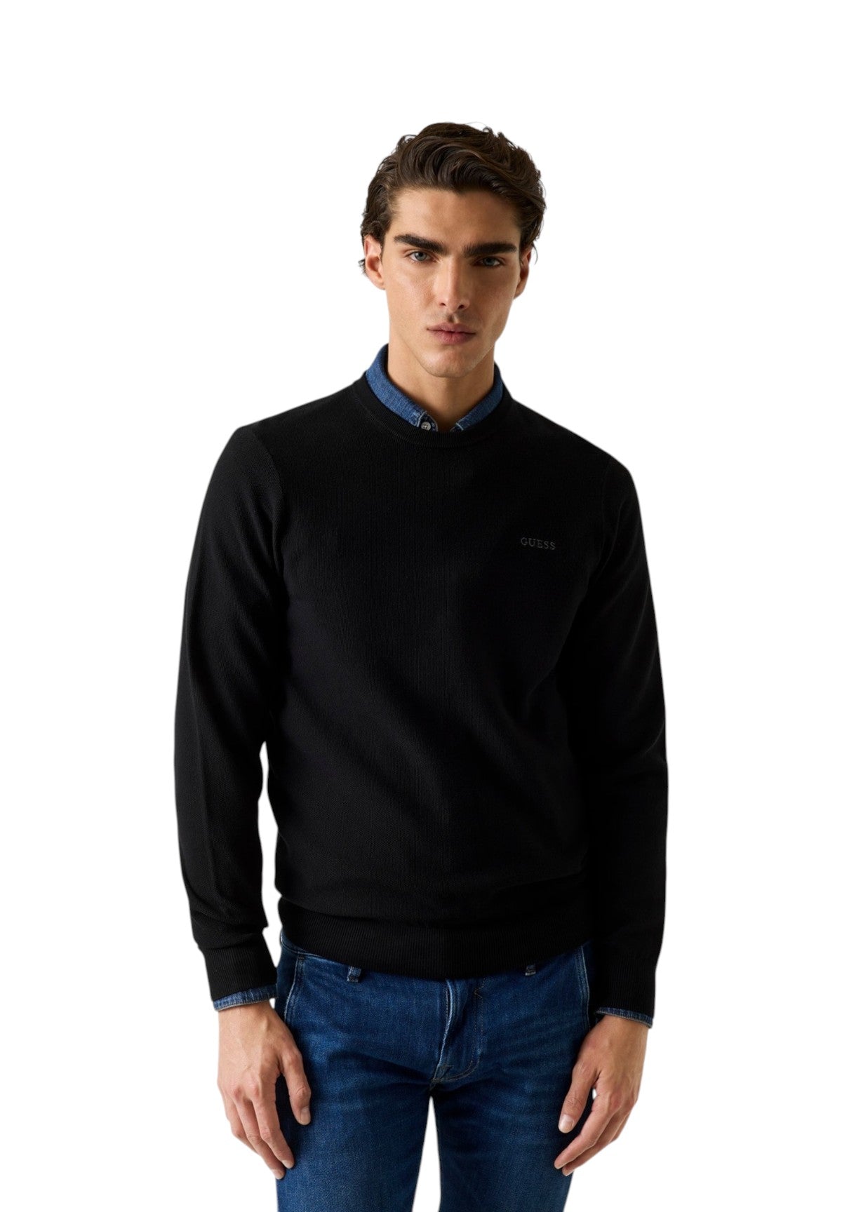 Maglione Girocollo Karim Cn Piquet Stitch Swtr M6RR21 Jet Black A996
