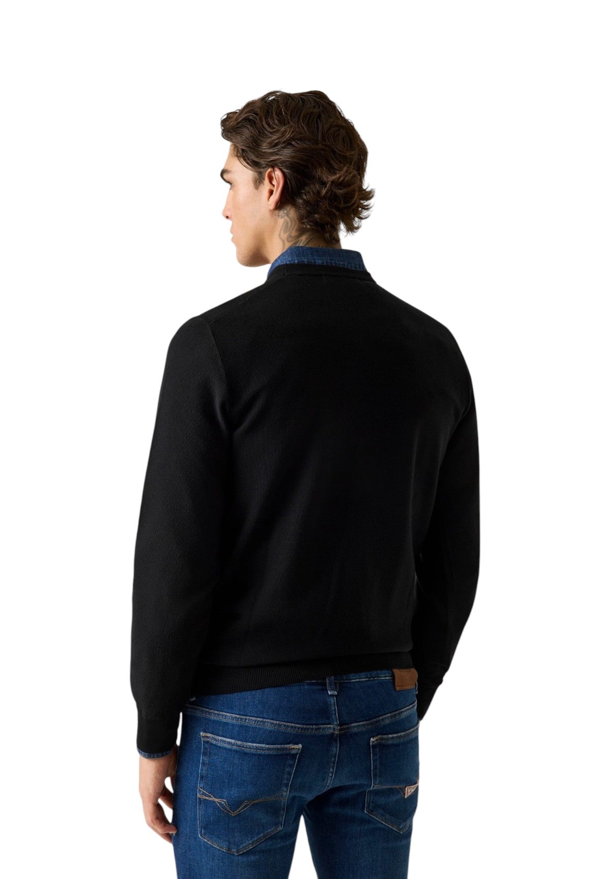 Maglione Girocollo Karim Cn Piquet Stitch Swtr M6RR21 Jet Black A996