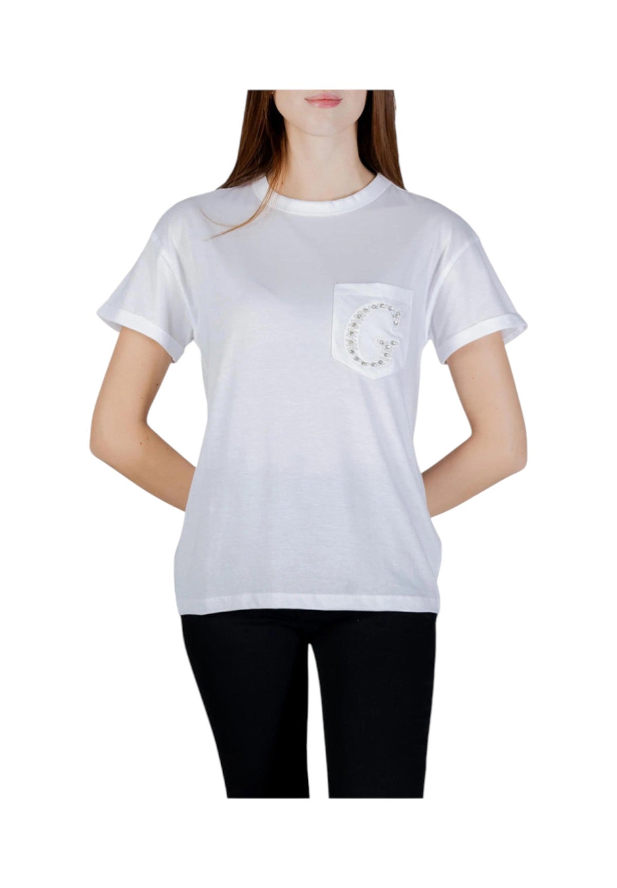 T-shirt a Maniche Corte Ss Cn Pocket G Logo Tee W6GI17 Pure White