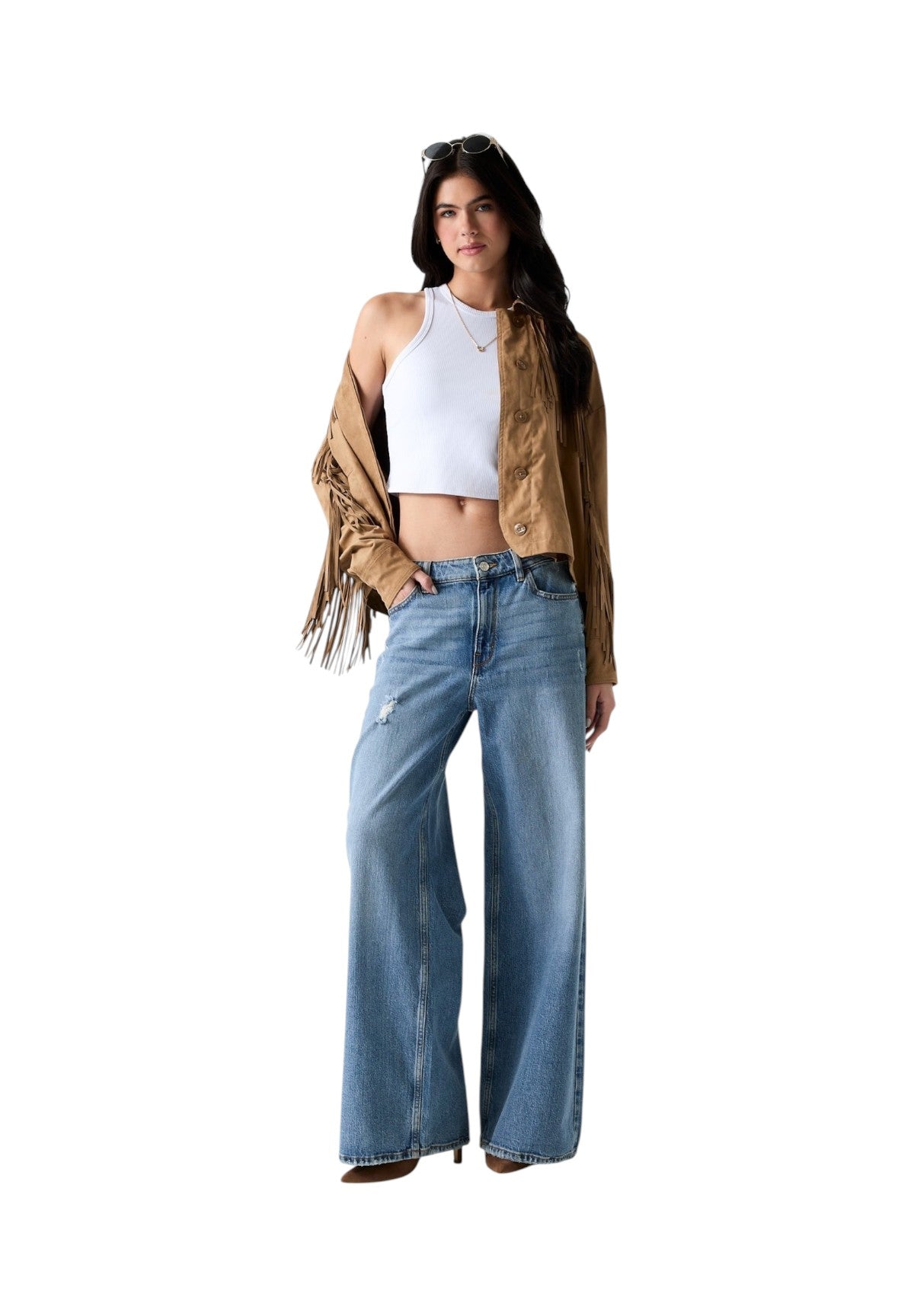 Giubbotto Ls Ibby Fringe Jkt W6GL45 Wet Sand