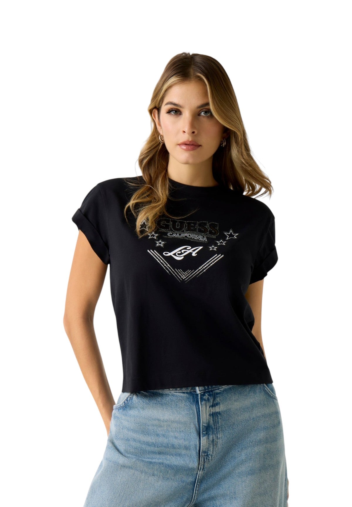 T-shirt a Maniche Corte Ss Cn La Stars Tee W6RI30 Jet Black A996