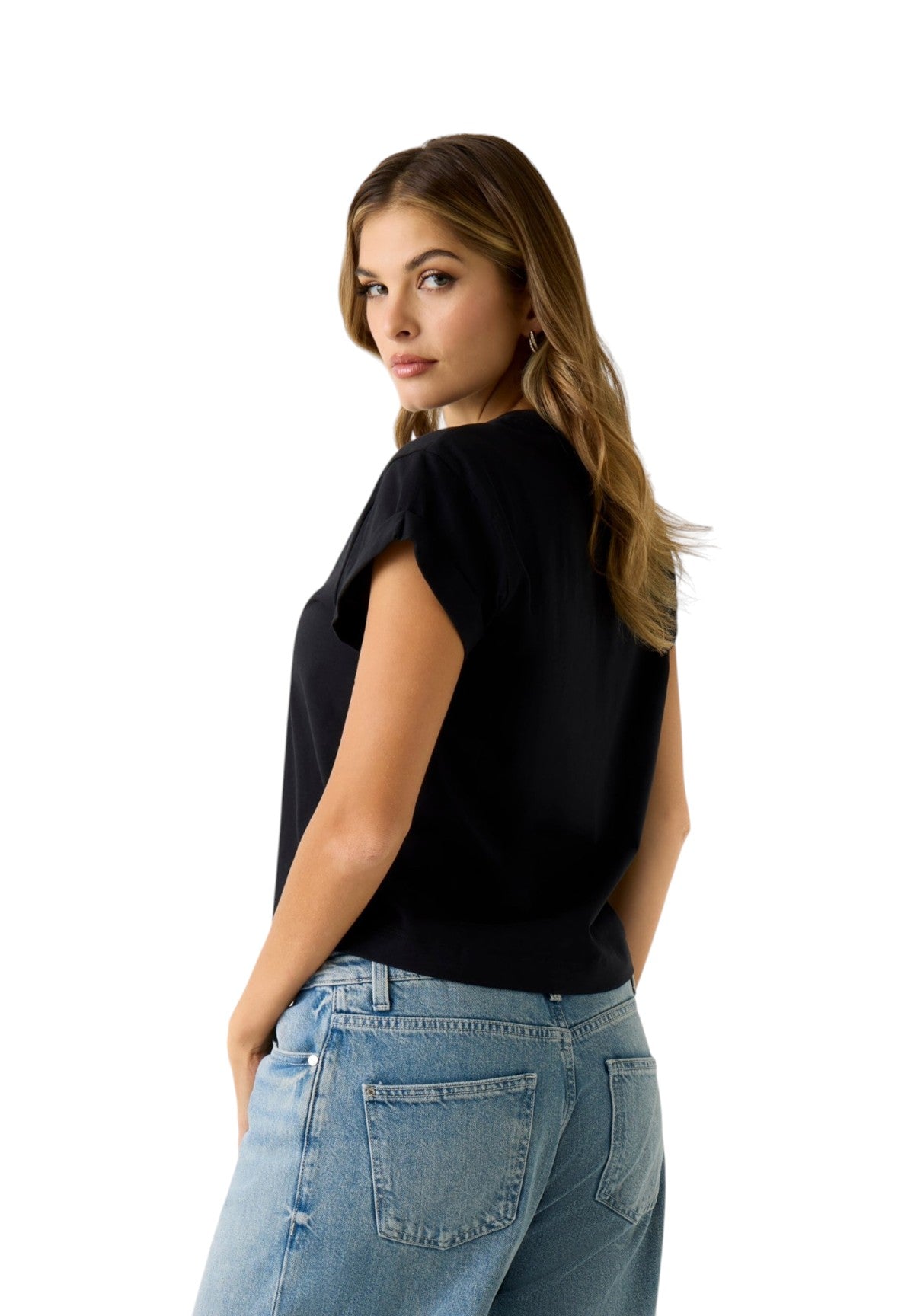 T-shirt a Maniche Corte Ss Cn La Stars Tee W6RI30 Jet Black A996