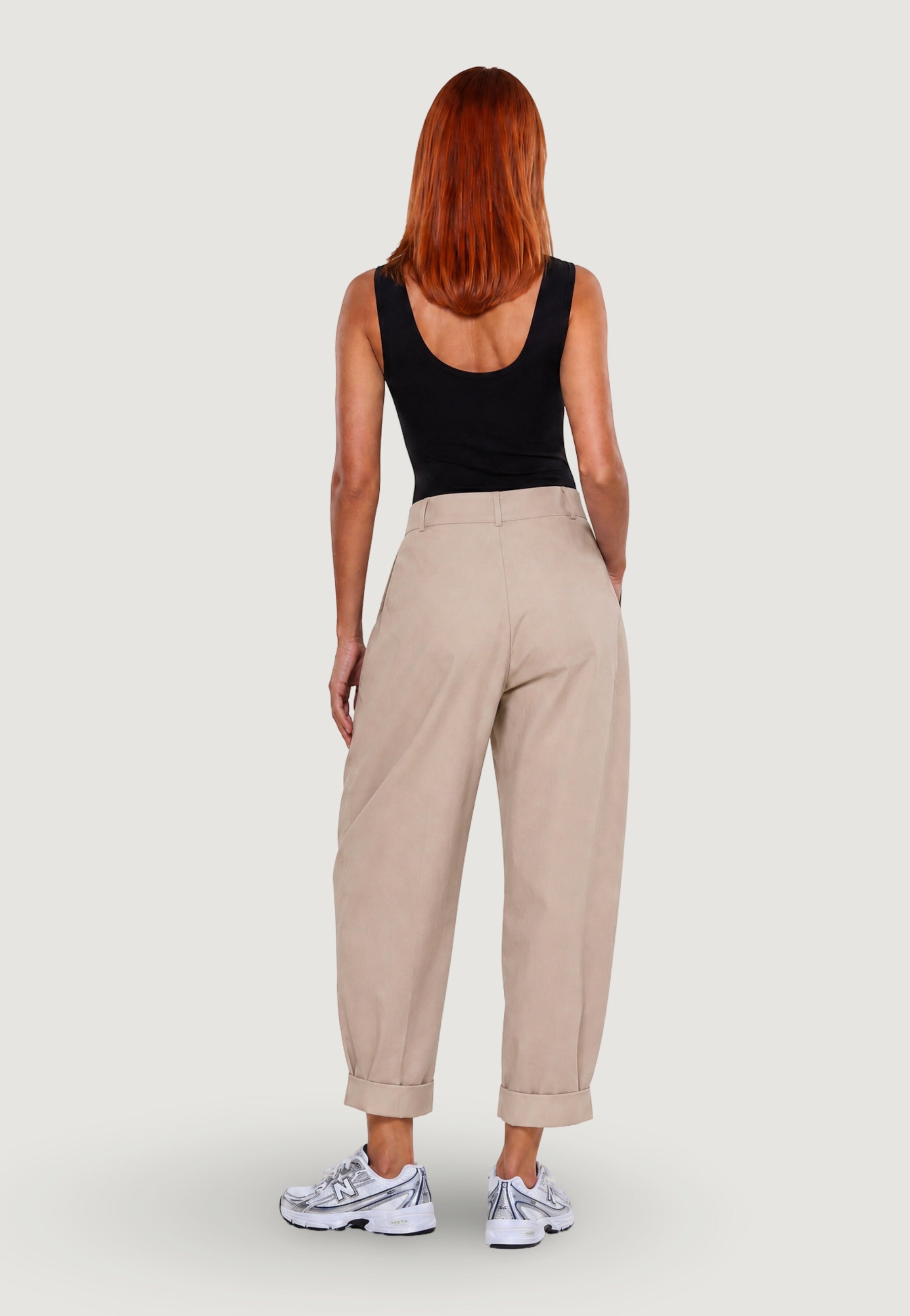 Pantaloni pantalone barrell cotone 13568 Beige