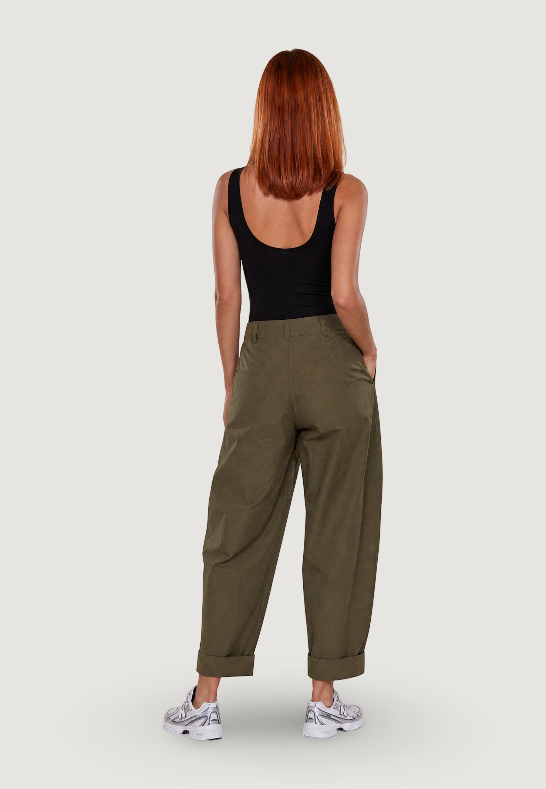 Pantaloni pantalone barrell cotone 13568 Militare