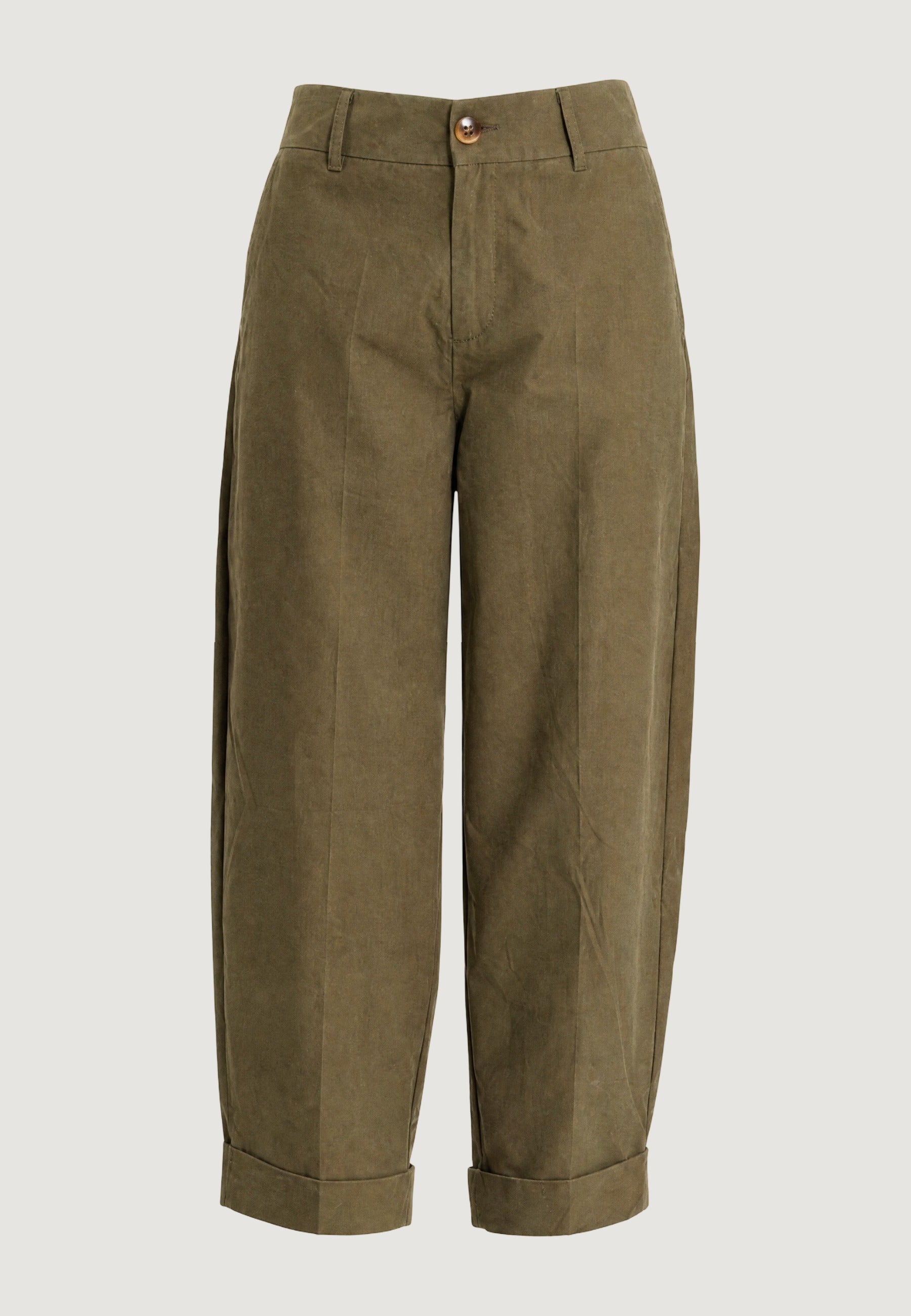 Pantaloni pantalone barrell cotone 13568 Militare