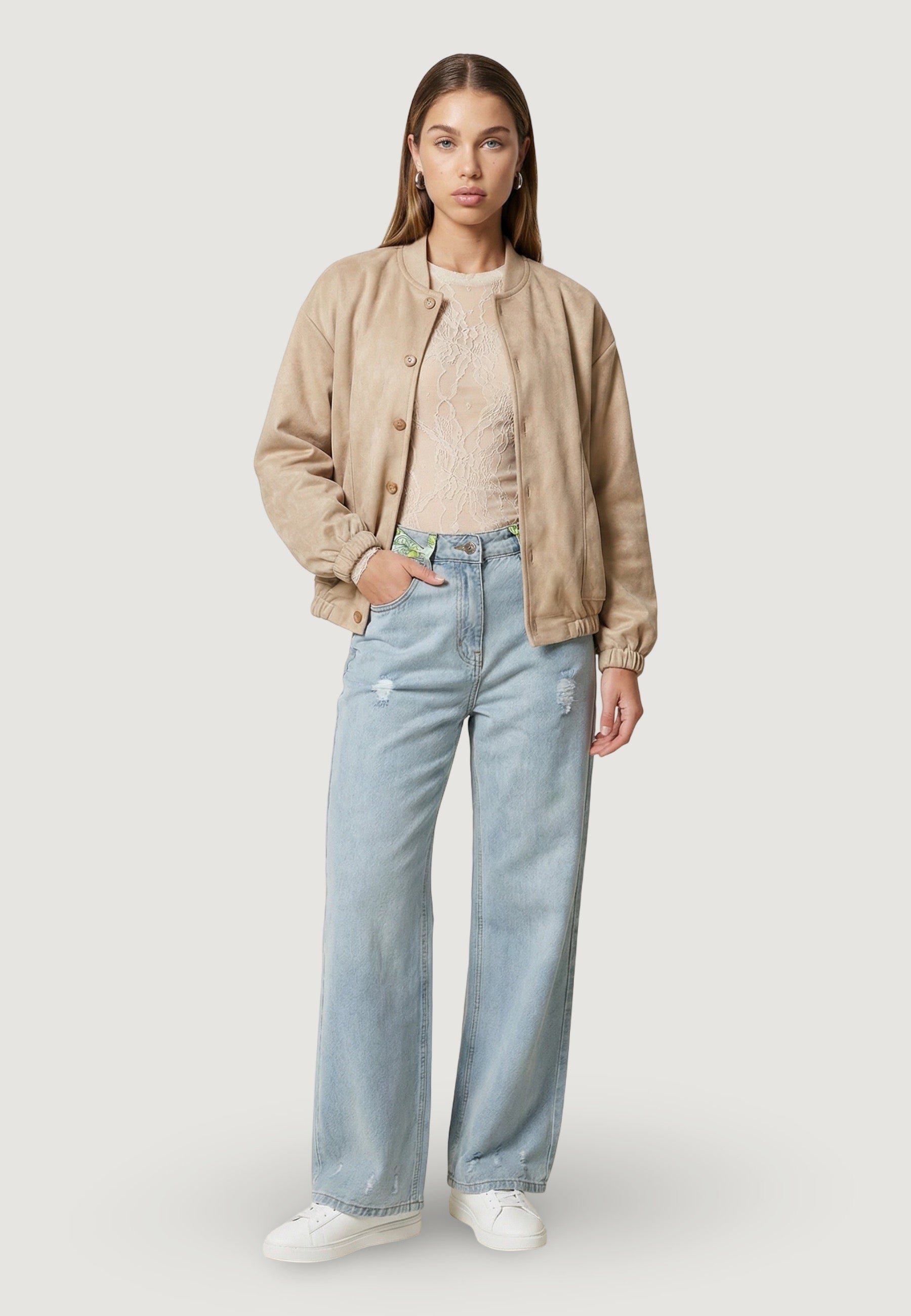 Giubbotto Bomber bomber in suede 17233 Cammello