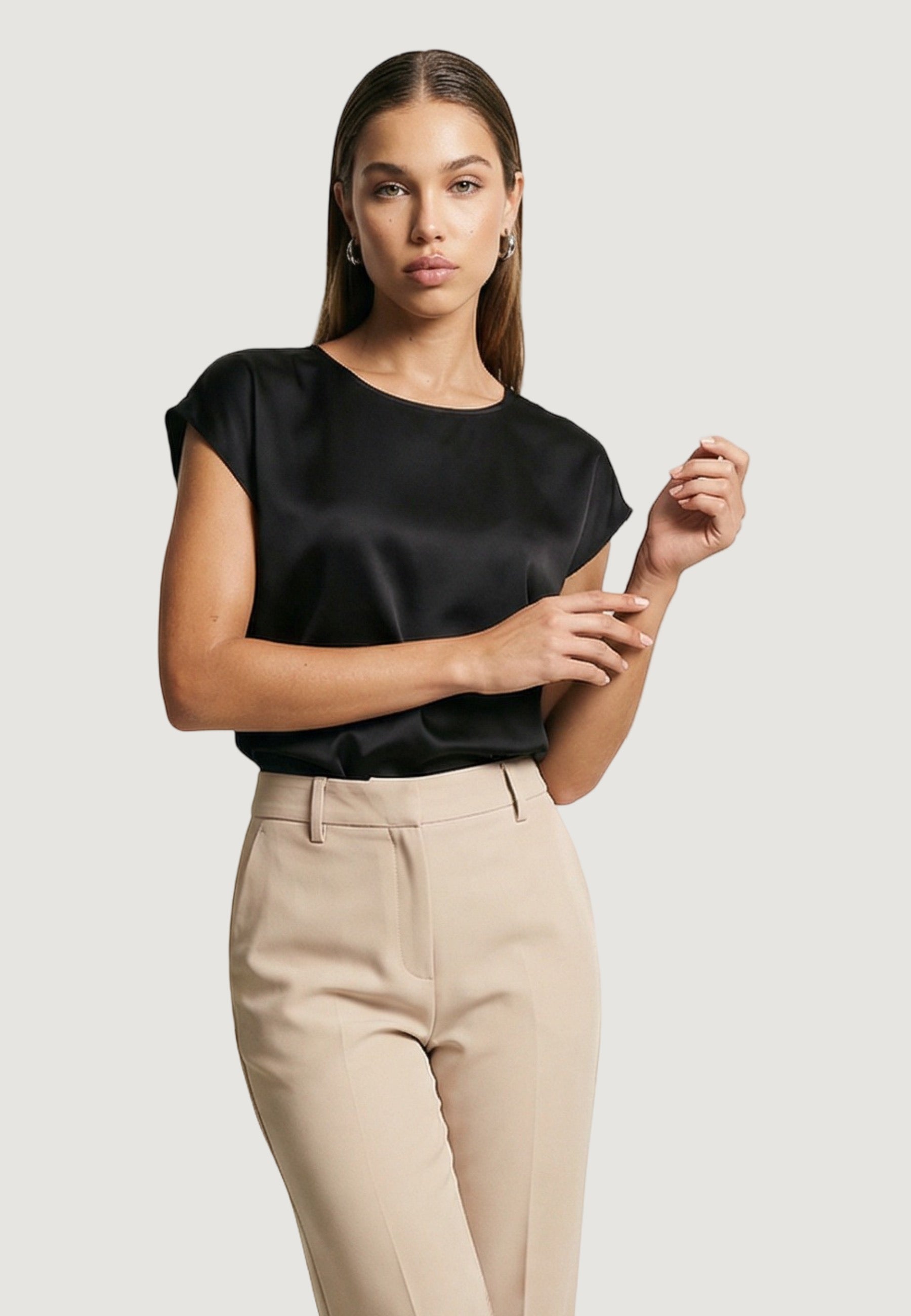 T-shirt a Maniche Corte maglietta basic raso poliestere 17266 Nero