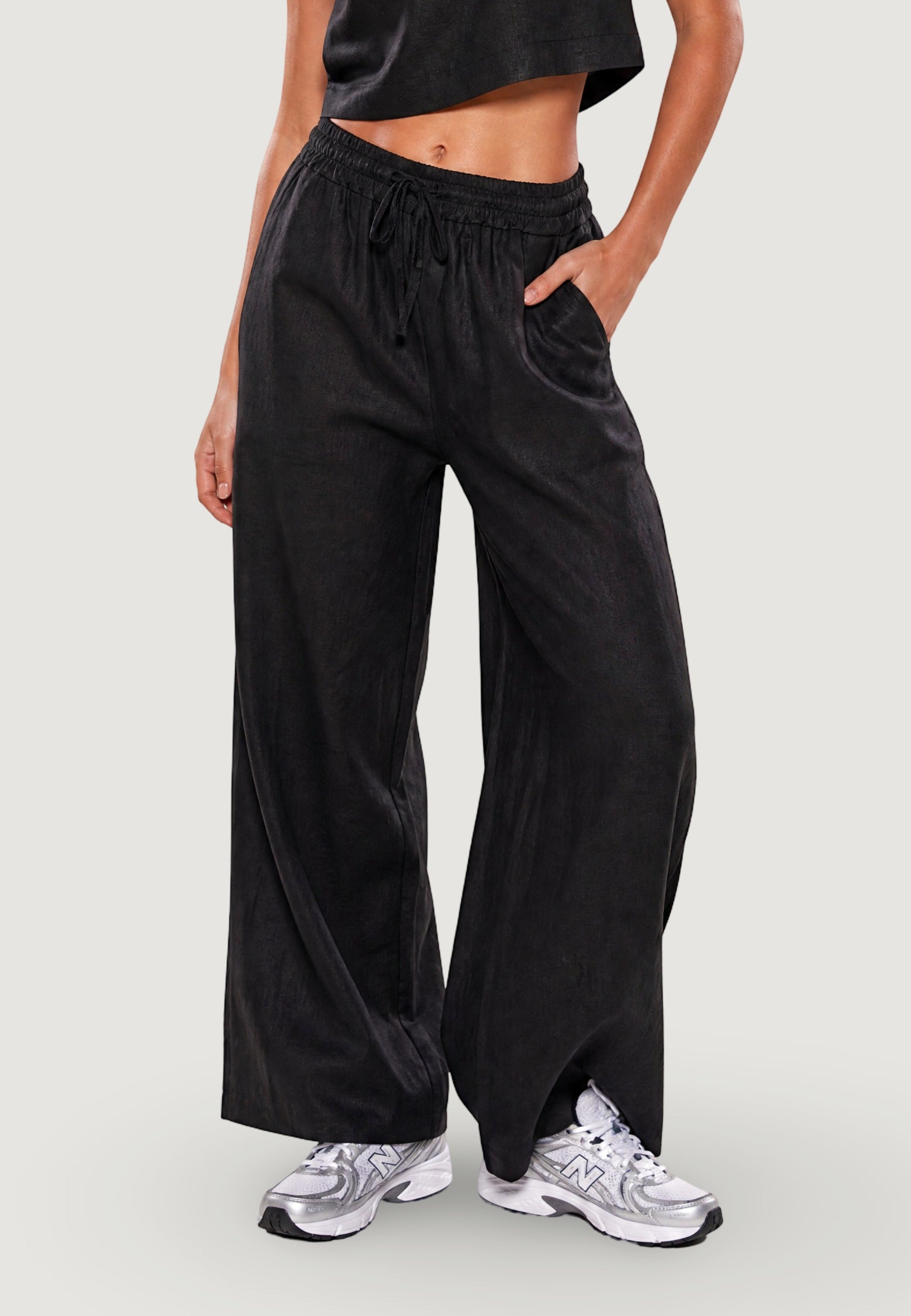 Pantaloni pantalone con elastico 17449-3 Nero