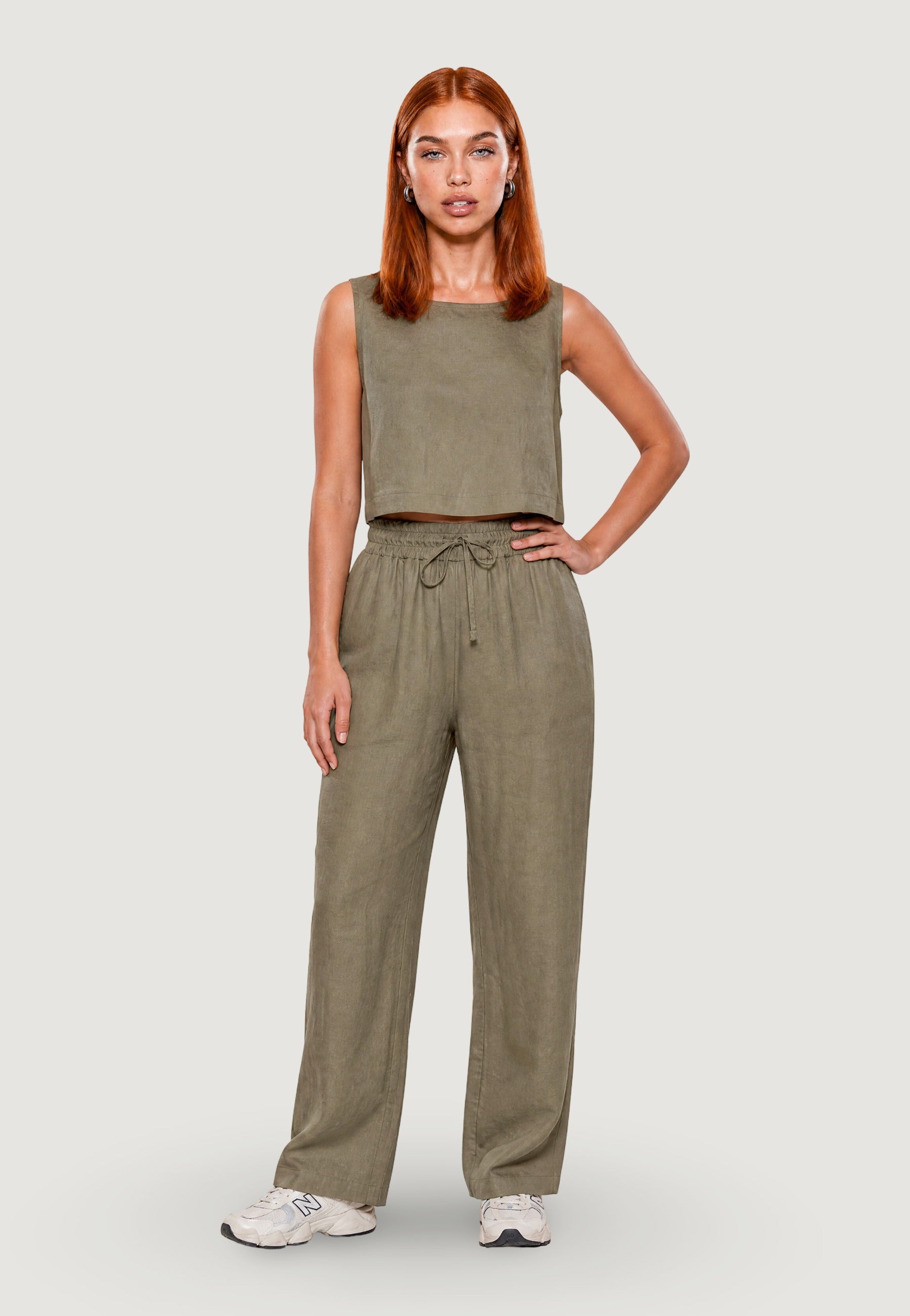 Pantaloni pantalone con elastico 17449-3 Salvia