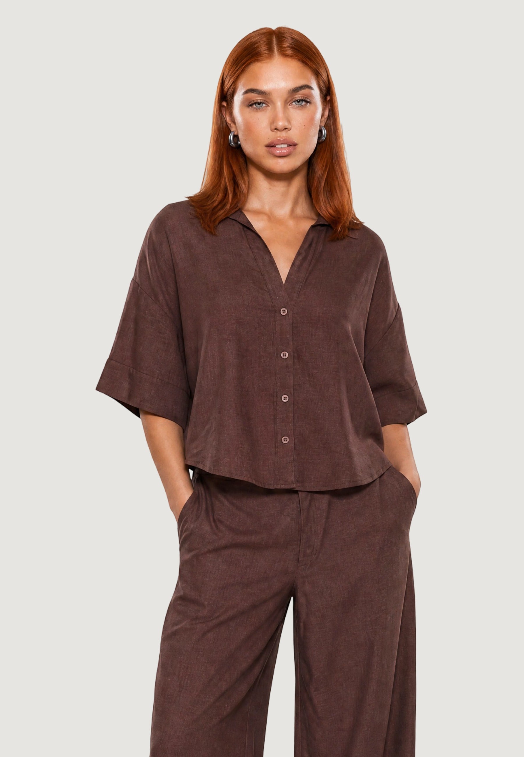 Camicia a Maniche Lunghe 17501-3 Moro
