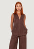 I Am Gilet Elegante gilet con arriccio lino viscosa 17589-3 Nero