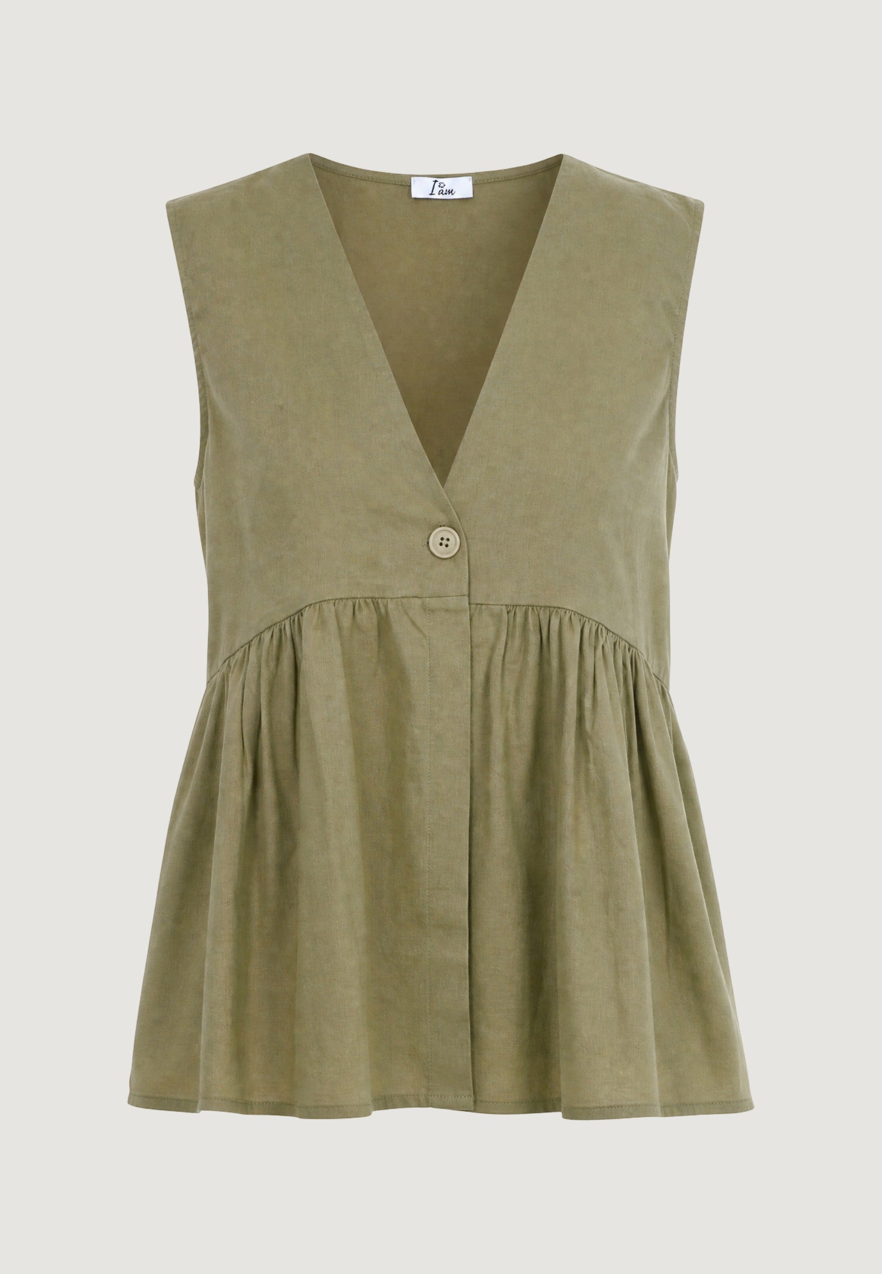 Gilet Elegante gilet con arriccio lino viscosa 17589-3 Salvia