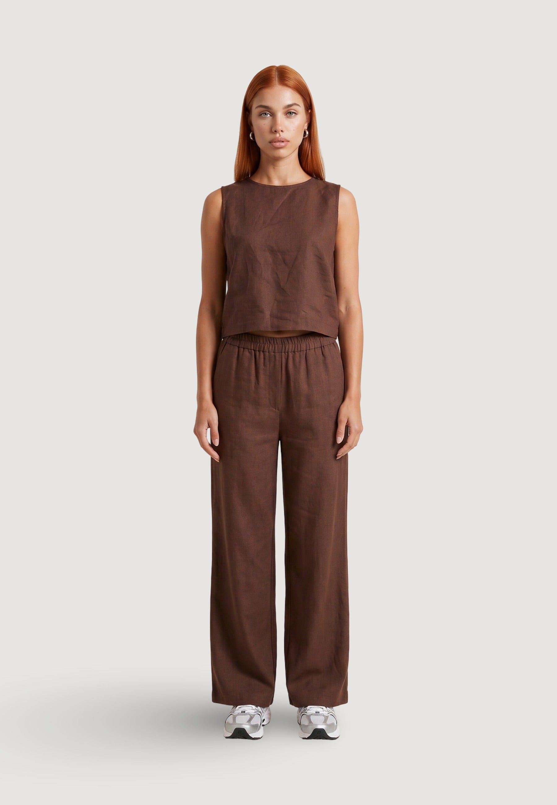 Top crop top lino viscosa 17612-3 Moro