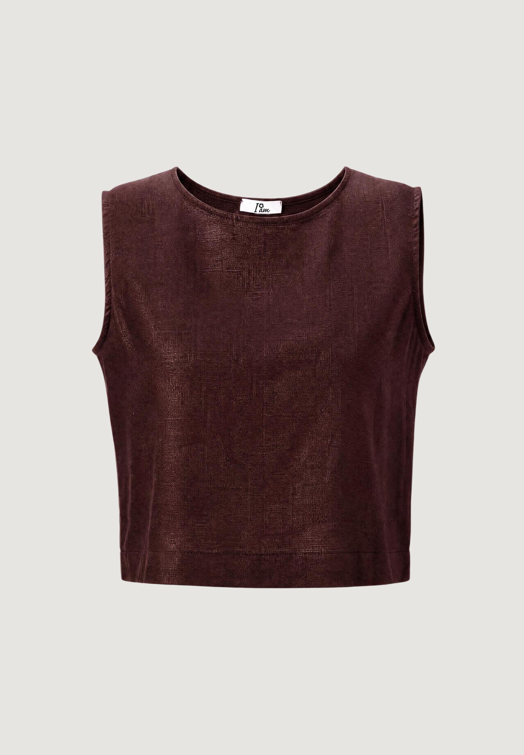 Top crop top lino viscosa 17612-3 Moro