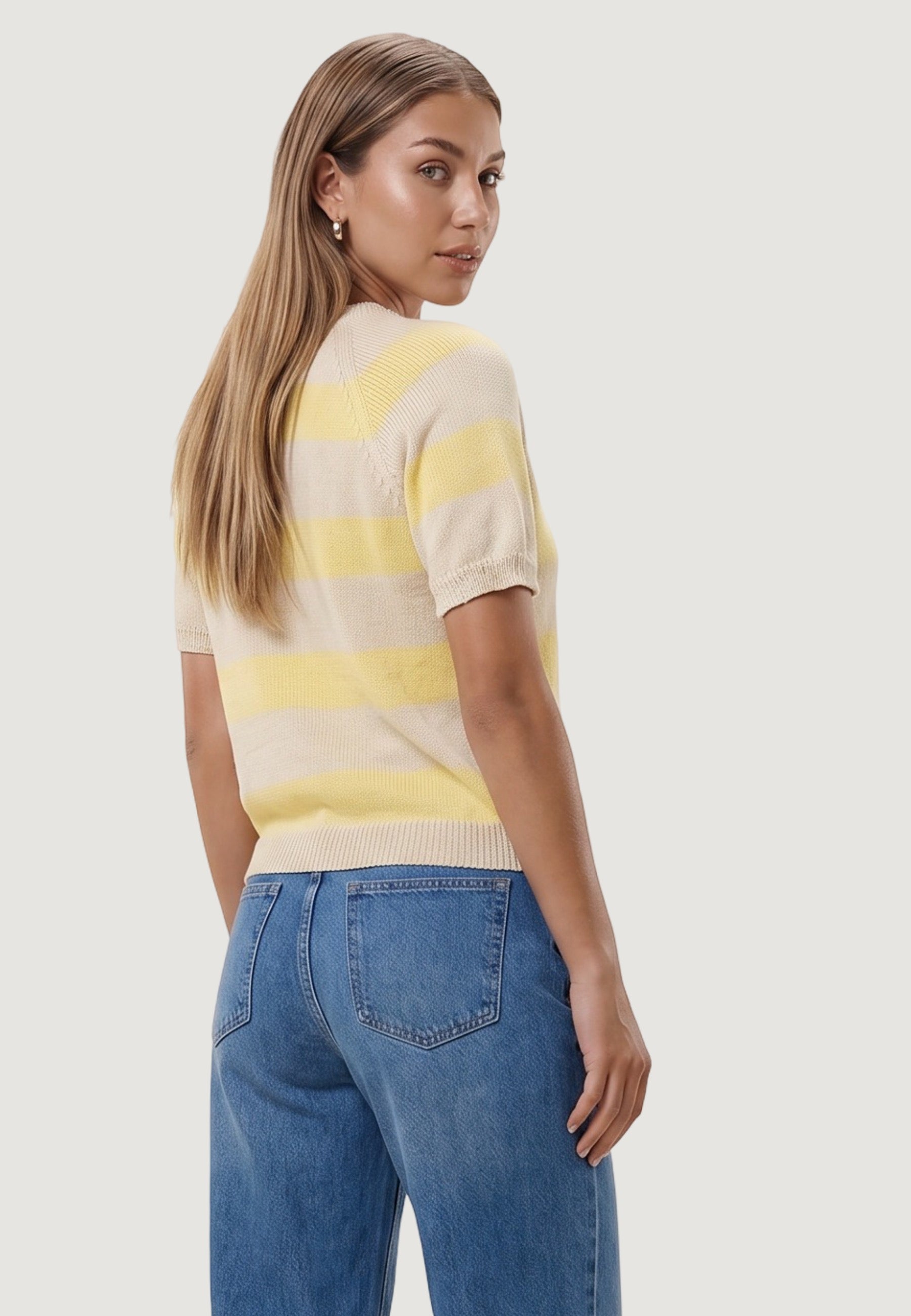 Maglia maglia cotone m/c 1810-2 Giallo, Beige