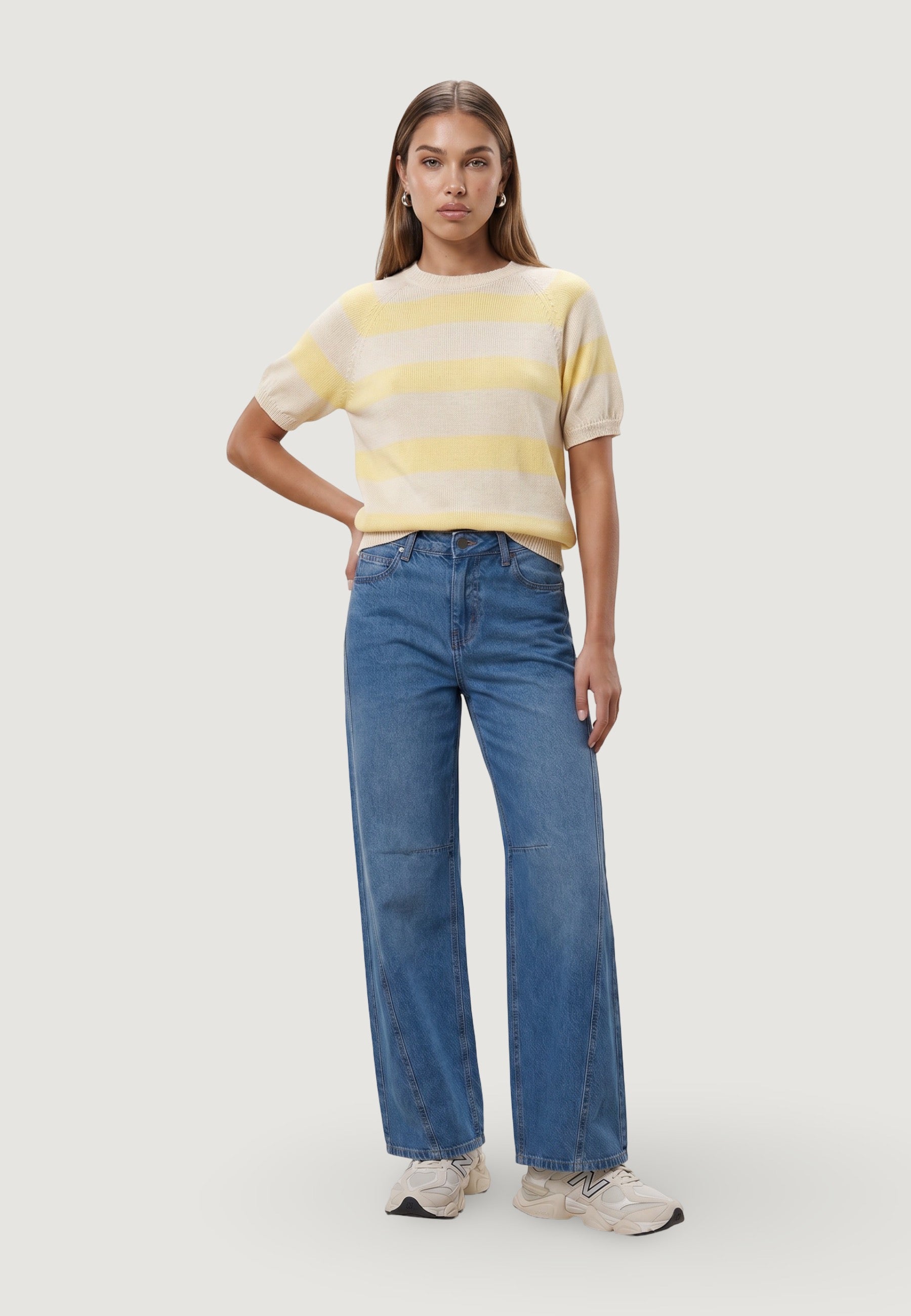 Maglia maglia cotone m/c 1810-2 Giallo, Beige