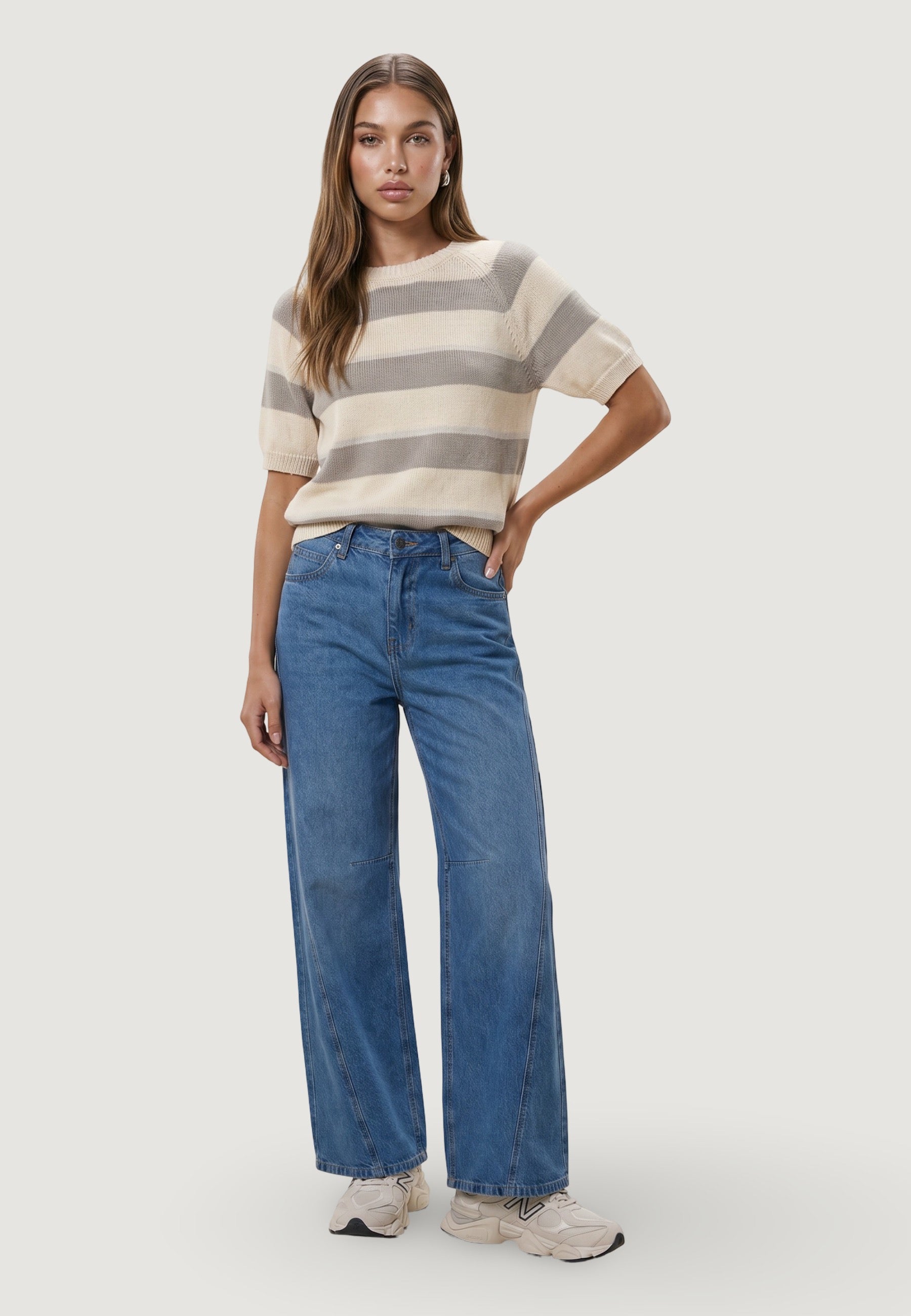 Maglia maglia cotone m/c 1810-2 Panna, Beige