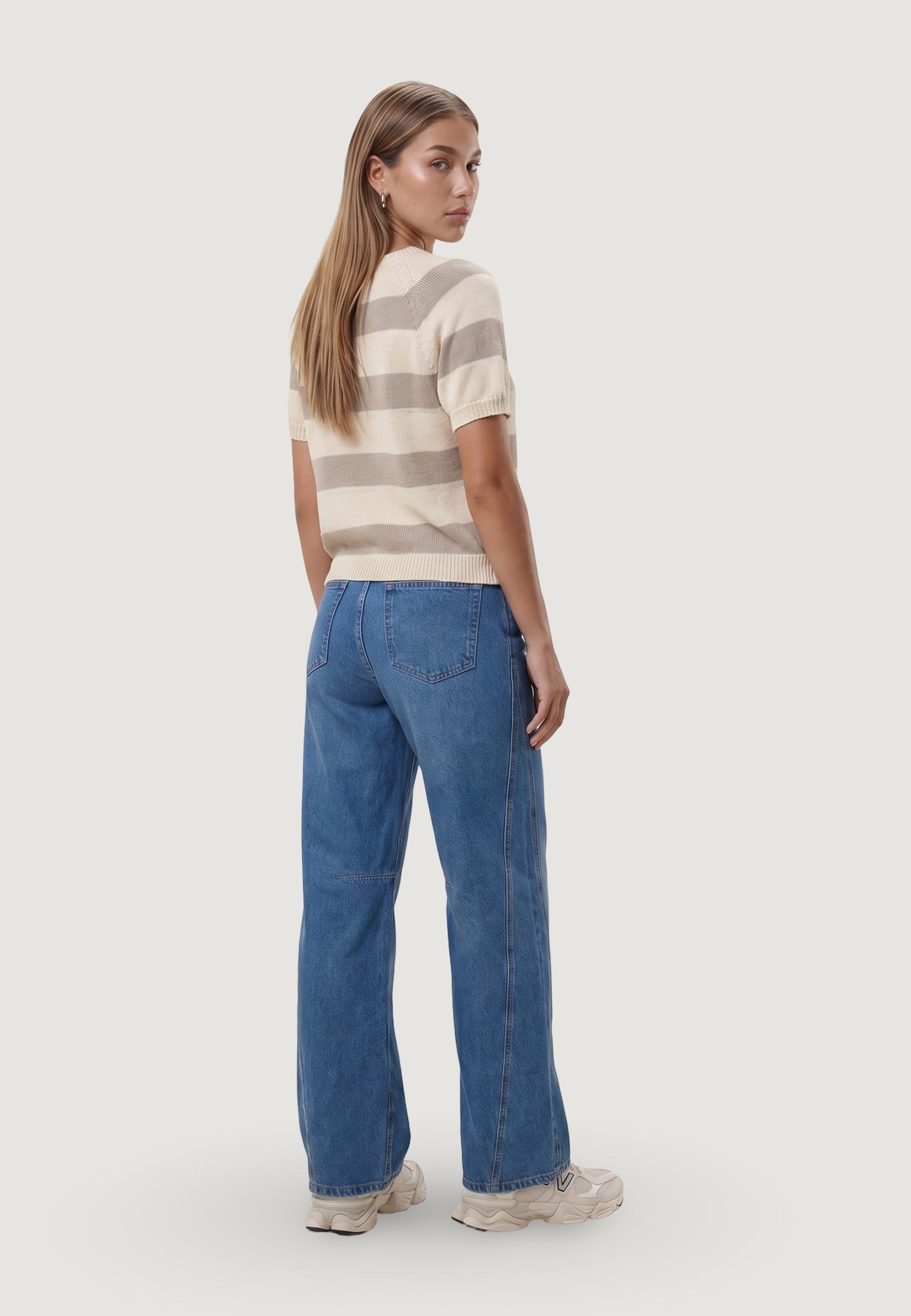 Maglia maglia cotone m/c 1810-2 Panna, Beige