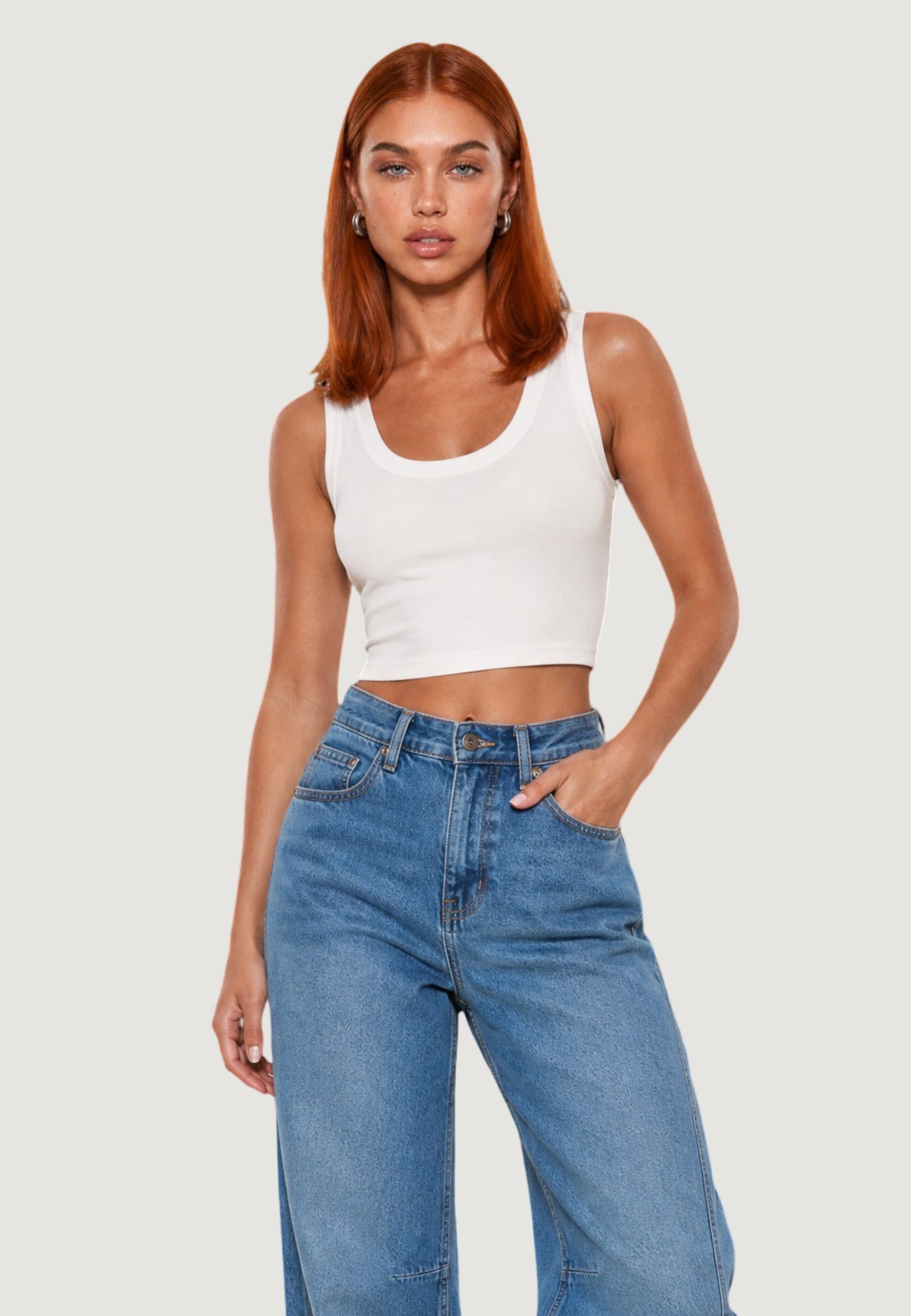 Top crop top basic 1947-3 Bianco