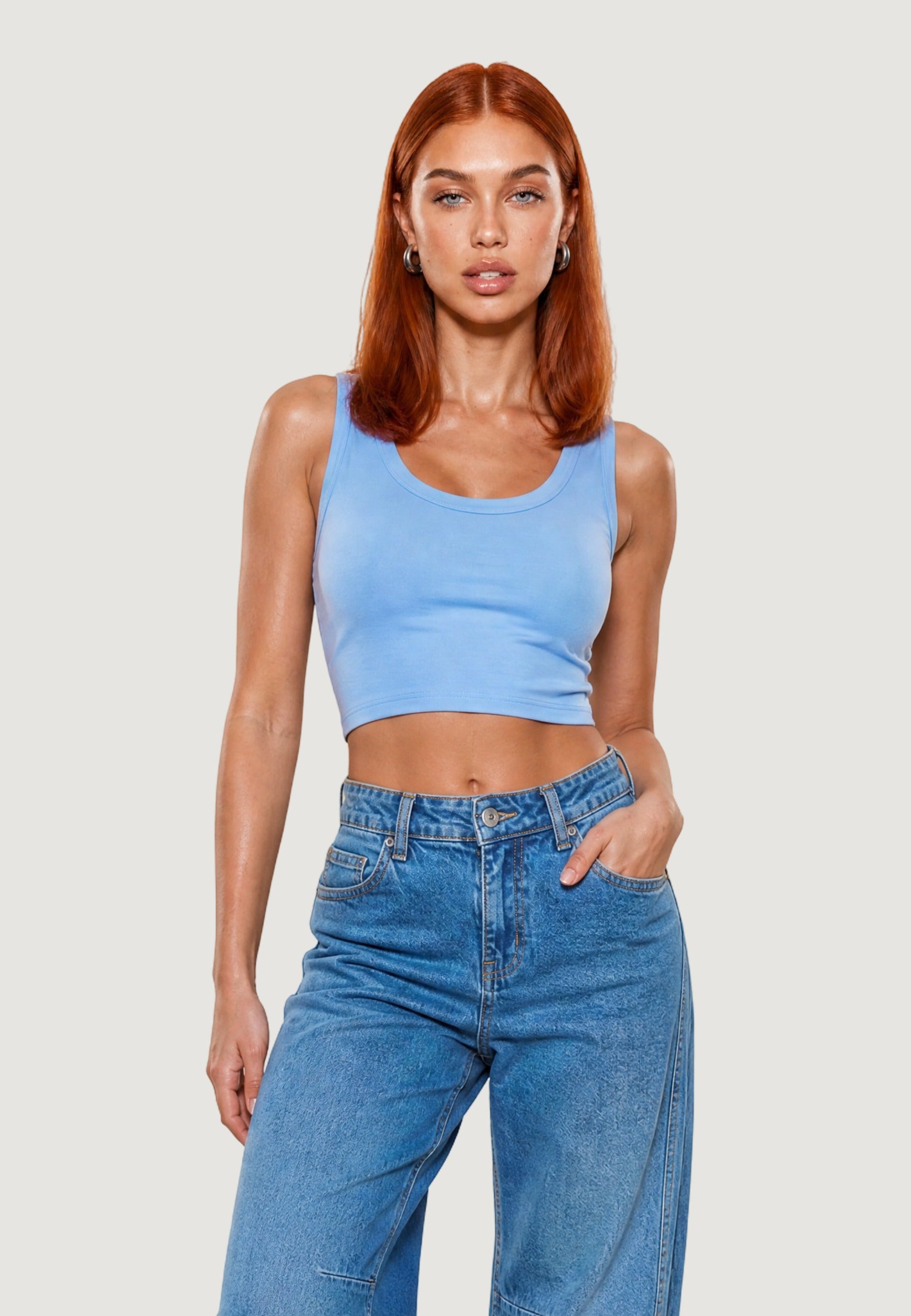 Top crop top basic 1947-3 Celeste