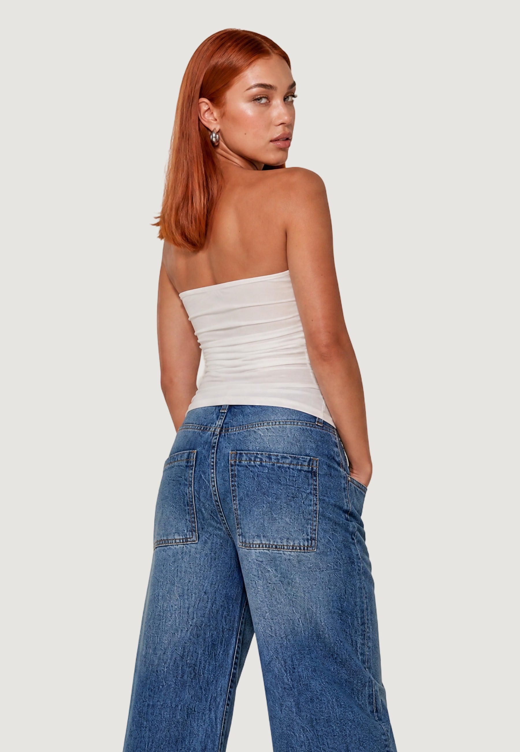 Top bustier con "v" metallo 1948-3 Bianco