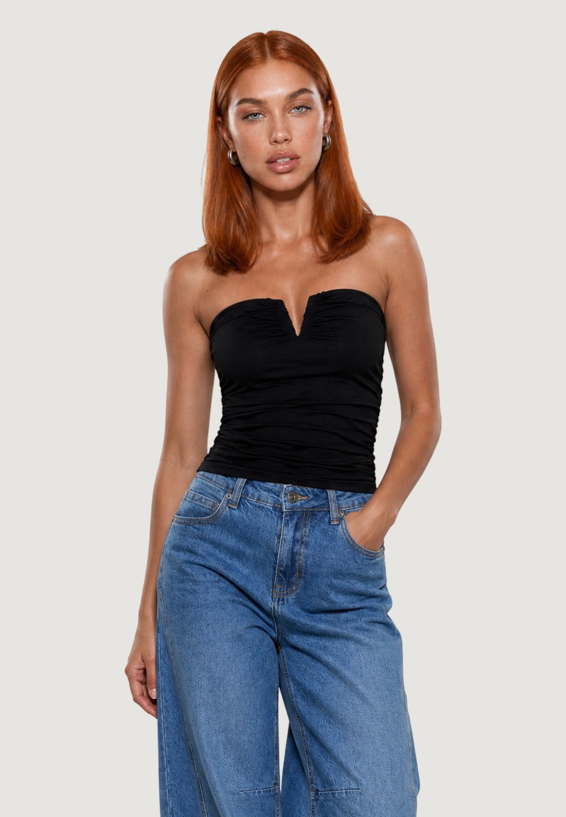 Top bustier con "v" metallo 1948-3 Nero