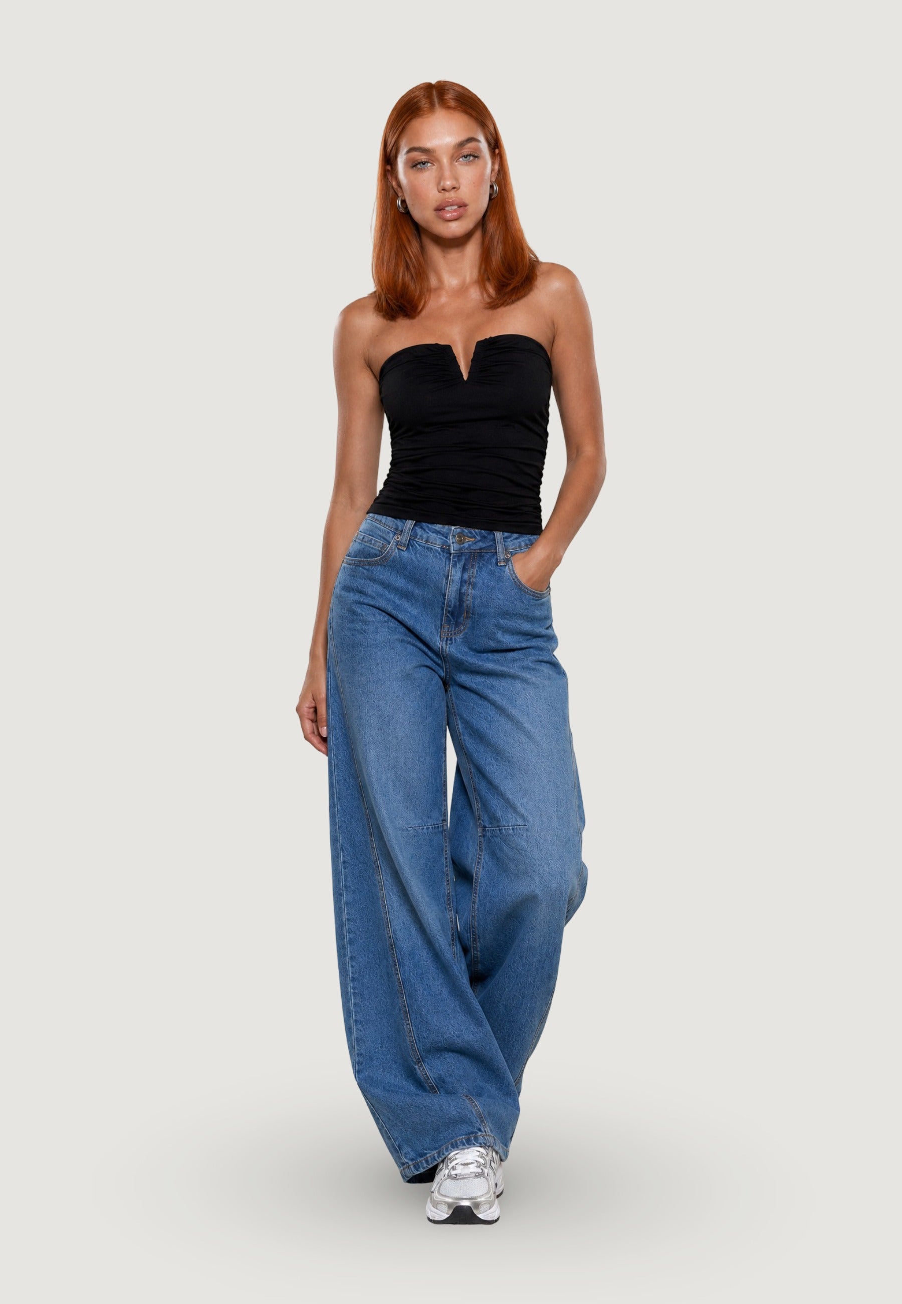 Top bustier con "v" metallo 1948-3 Nero