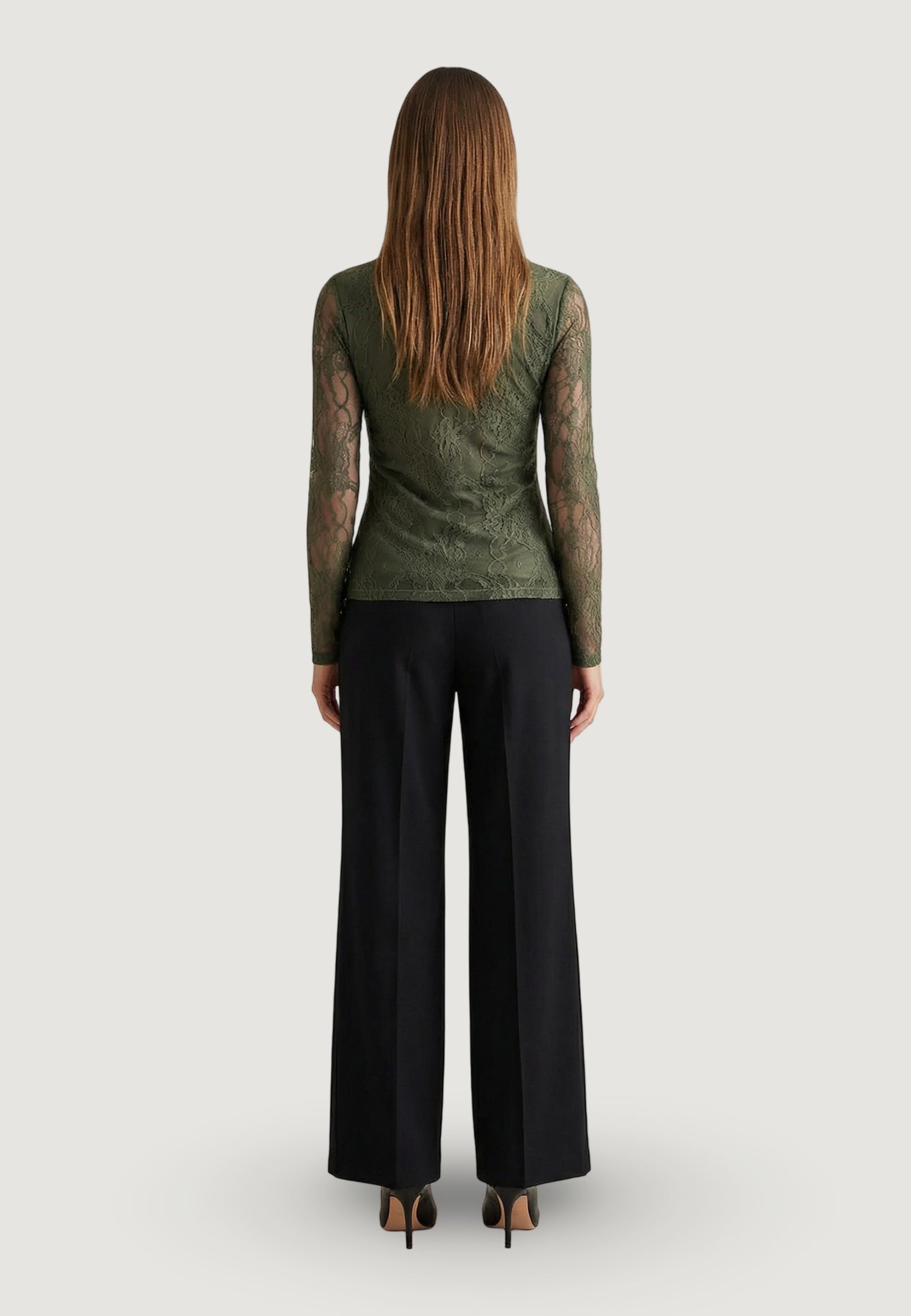 Maglia top pizzo foderato 24327/ML Militare