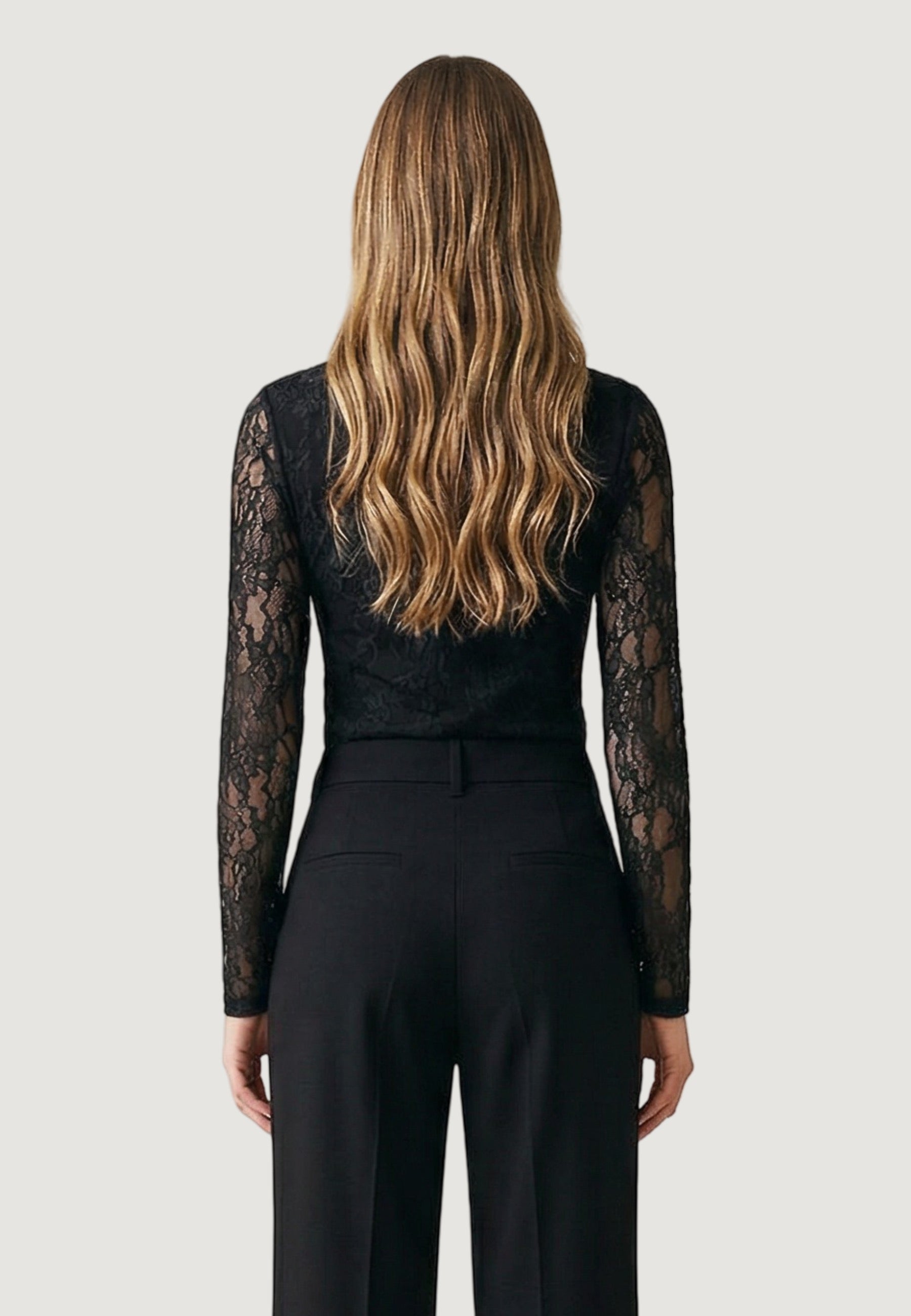 Maglia top pizzo foderato 24327/ML Nero