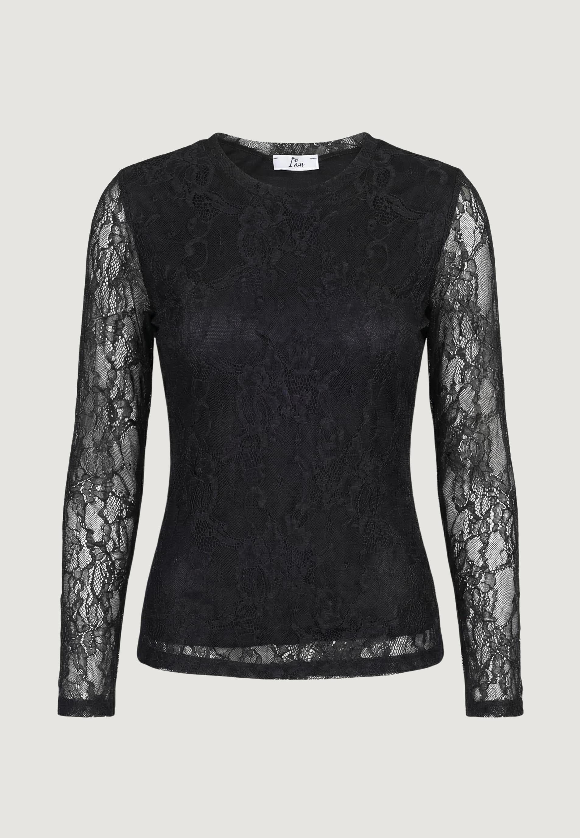 Maglia top pizzo foderato 24327/ML Nero