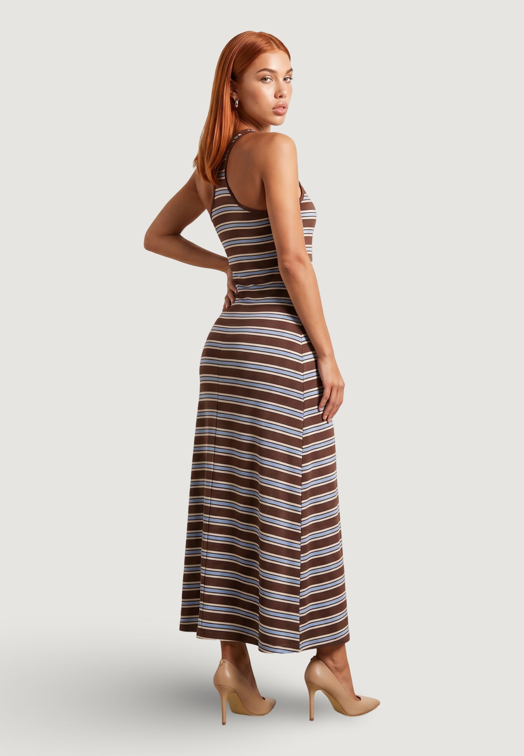 Abito abito riga jersey 25260-2 Moro, celeste