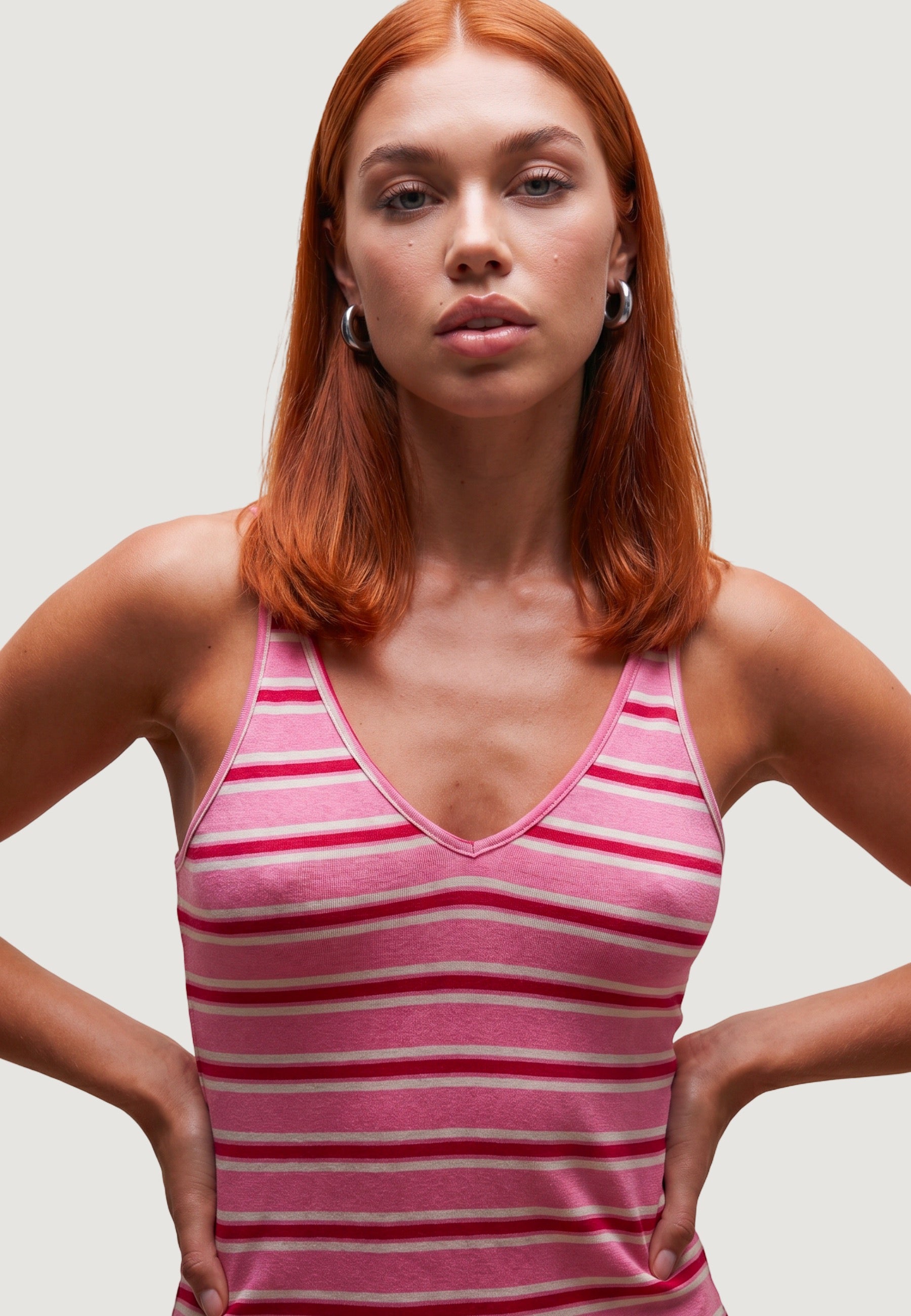 Abito abito riga jersey 25260-2 Rosa, Rosso