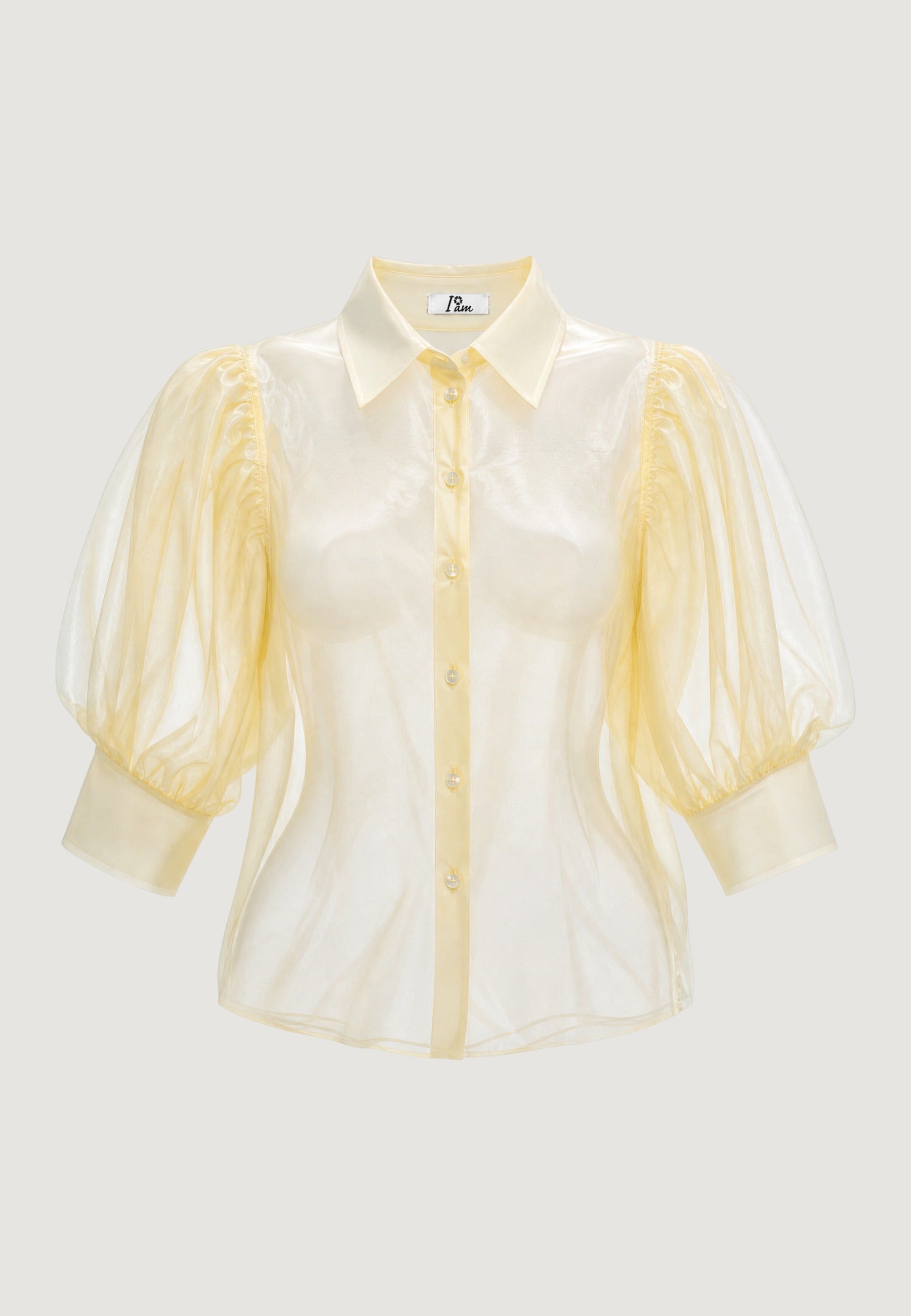 Camicia a Maniche Lunghe camicia tencel voile 25621-2 Giallino