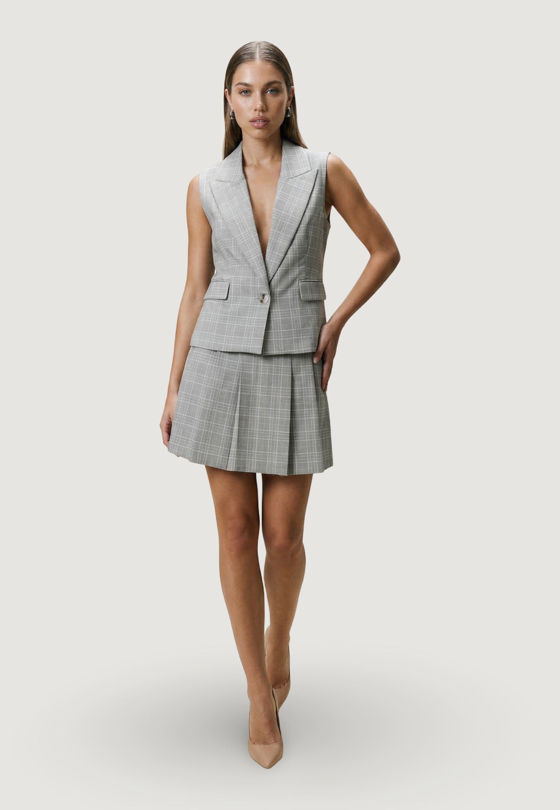 Gilet Elegante gilet quadri 25993 Check Beige