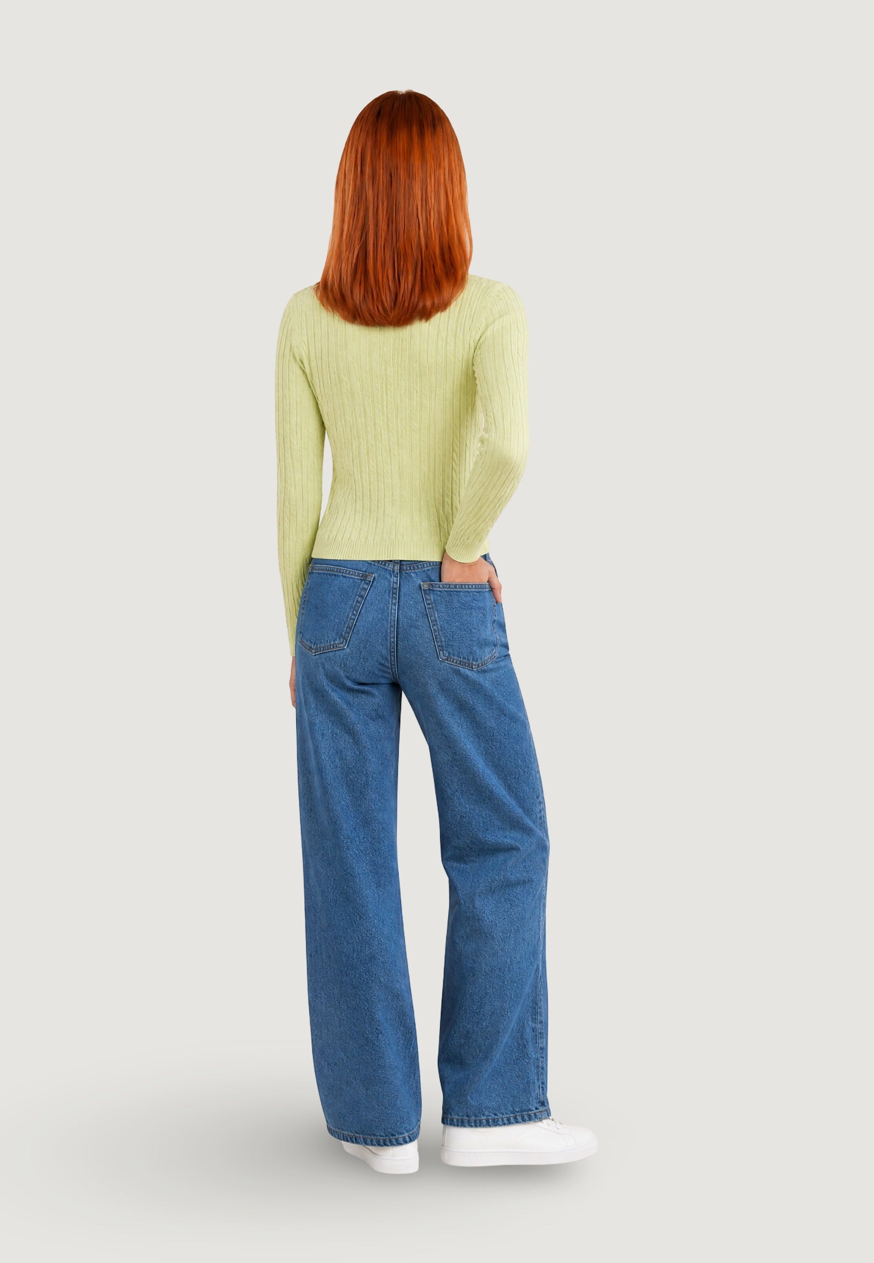 Cardigan cardigan trecce + ricamo fiore 26235 Giallo