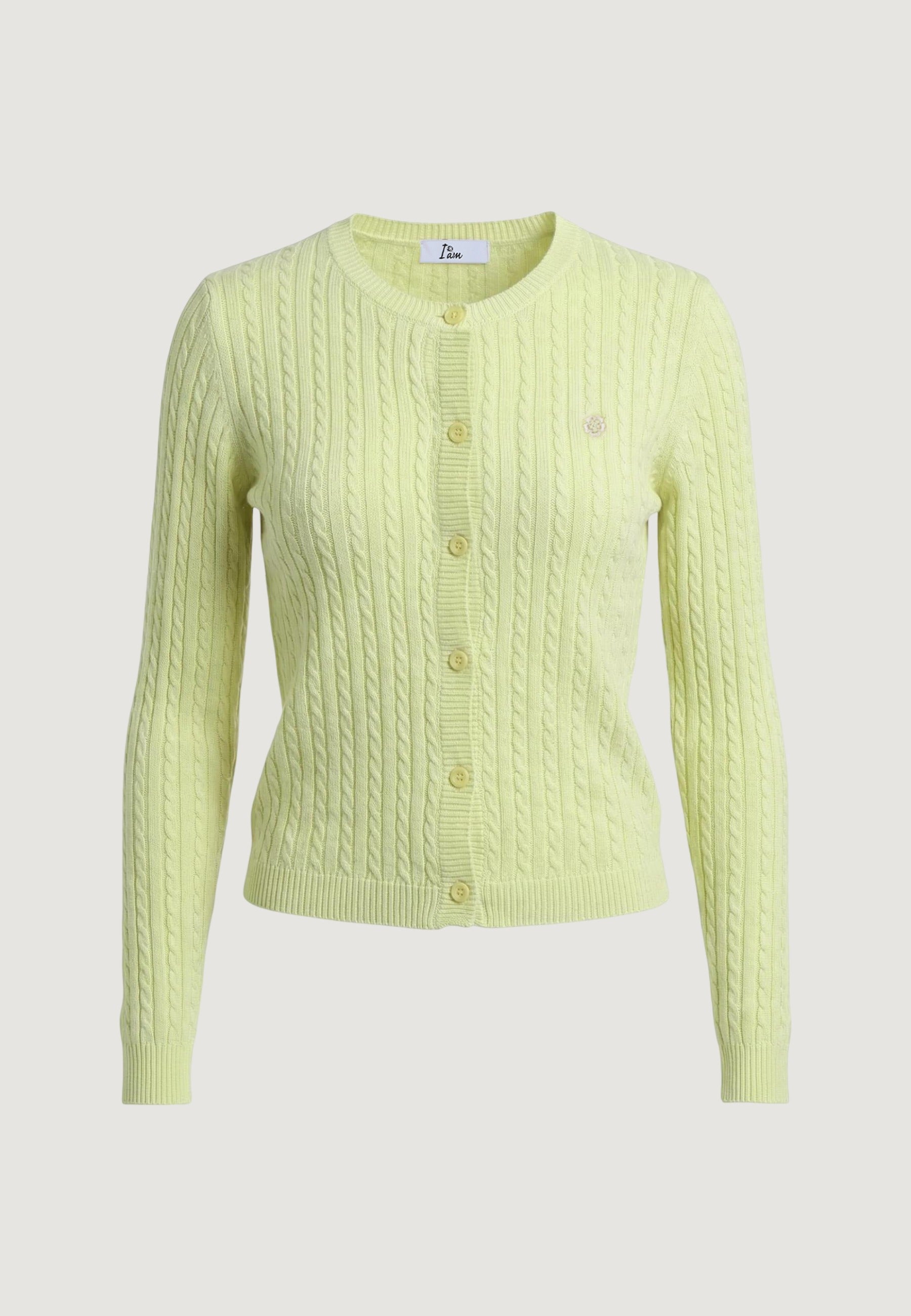 Cardigan cardigan trecce + ricamo fiore 26235 Giallo