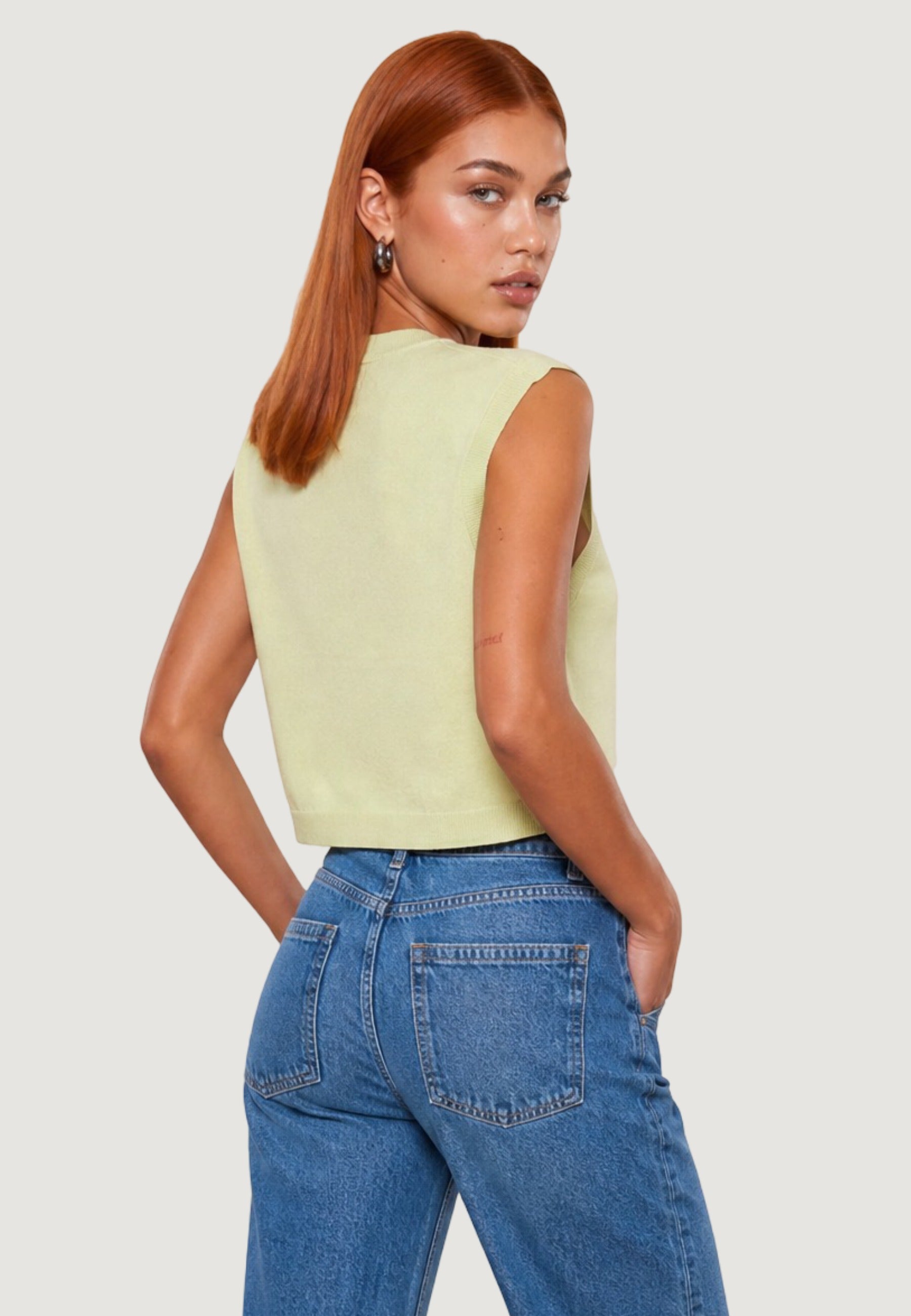 Top gilet scollo v 26236 Giallo