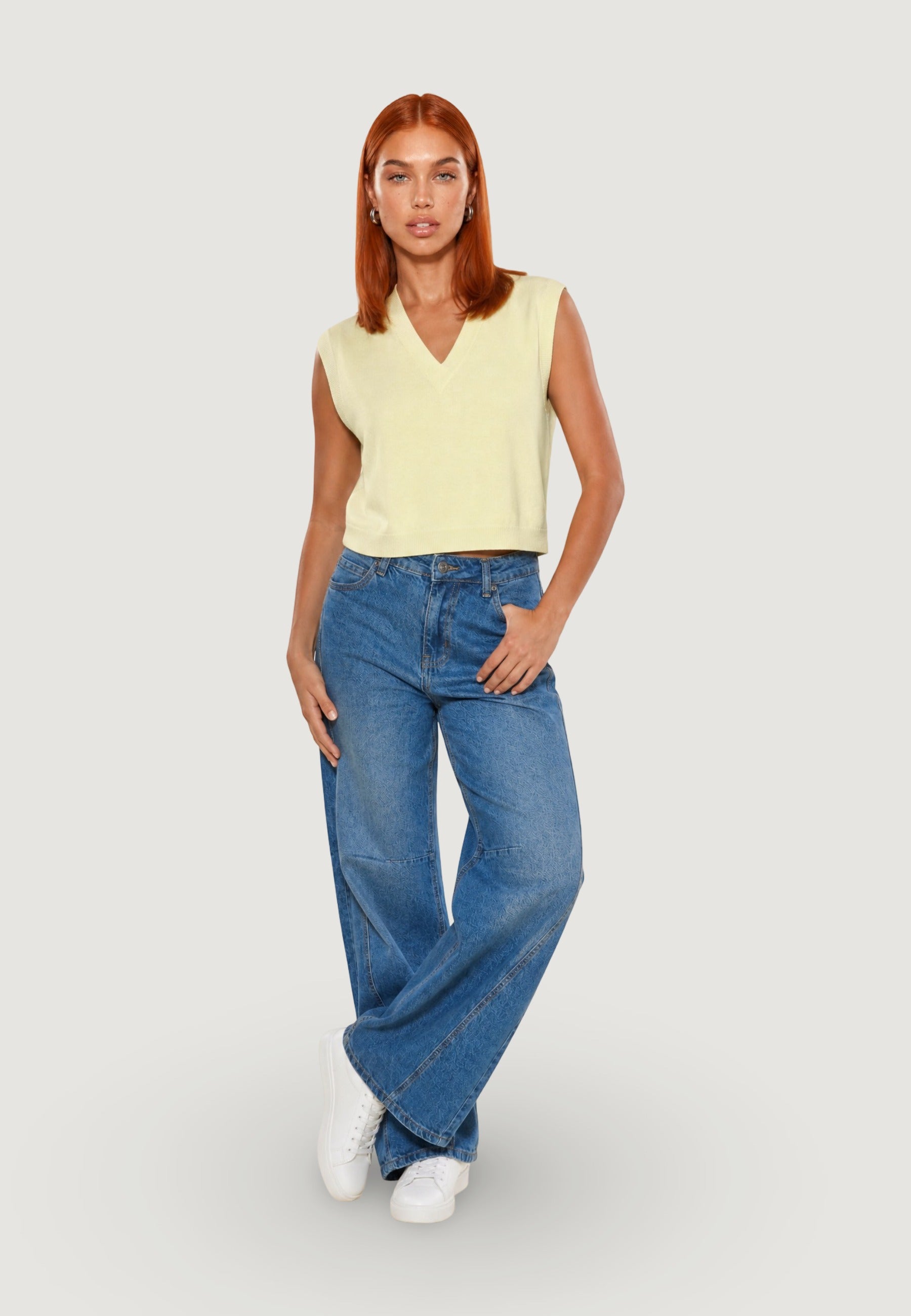 Top gilet scollo v 26236 Giallo