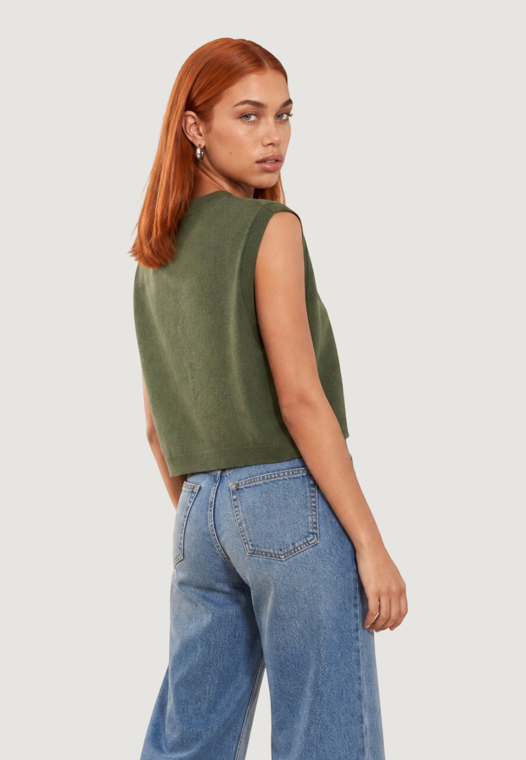 Top gilet scollo v 26236 Militare