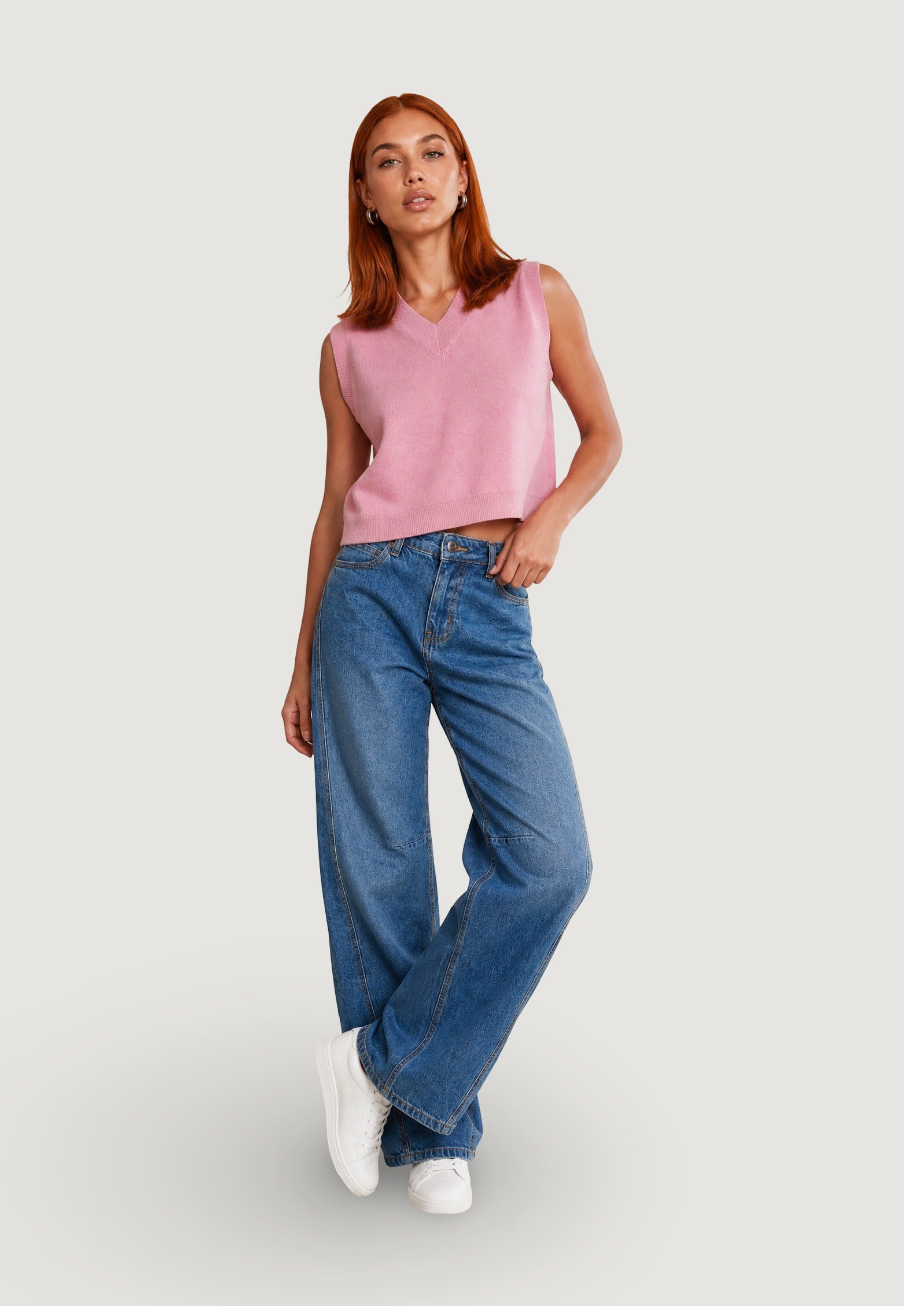 Top gilet scollo v 26236 Rosa